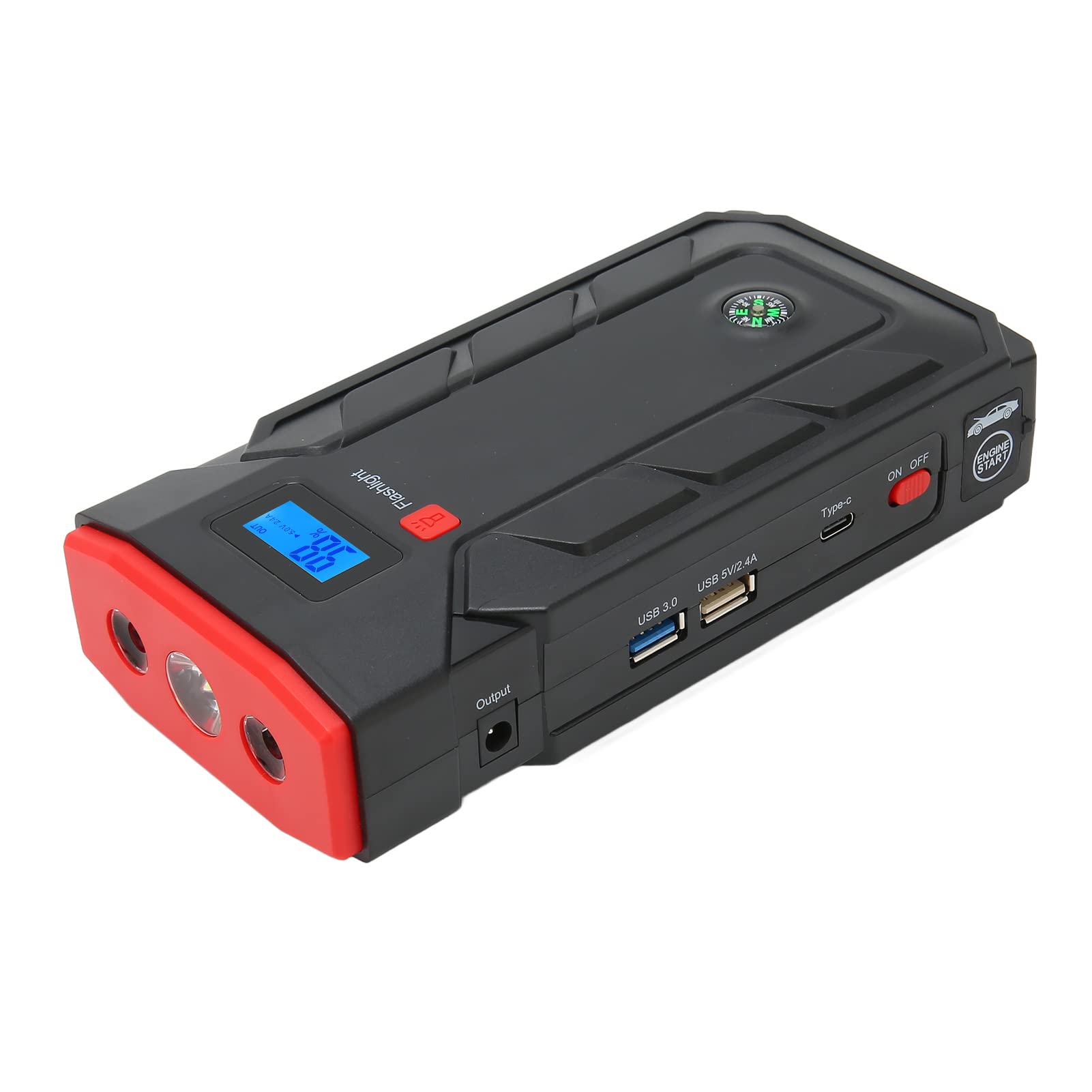 Avviatore di Emergenza per Auto Portatile, Funzione POS Avviatore di Emergenza per Auto con più Porte di Picco 2000A 100‑240 V per Motori Fino a 6,0 L per Auto (Spina UE)