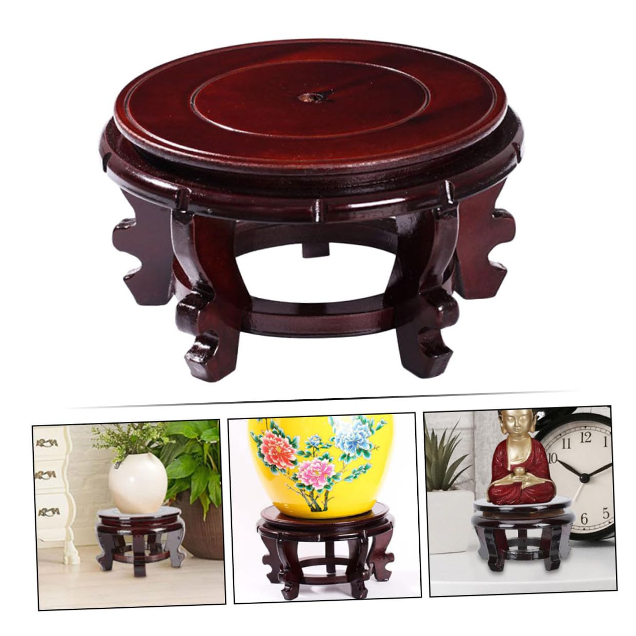 FRCOLOR Soporte para Macetas de Madera Sintética para Interiores Base Redonda, Adecuado para Levantar Plantas y Proteger Suelos en Sala de Estar y Jardinería