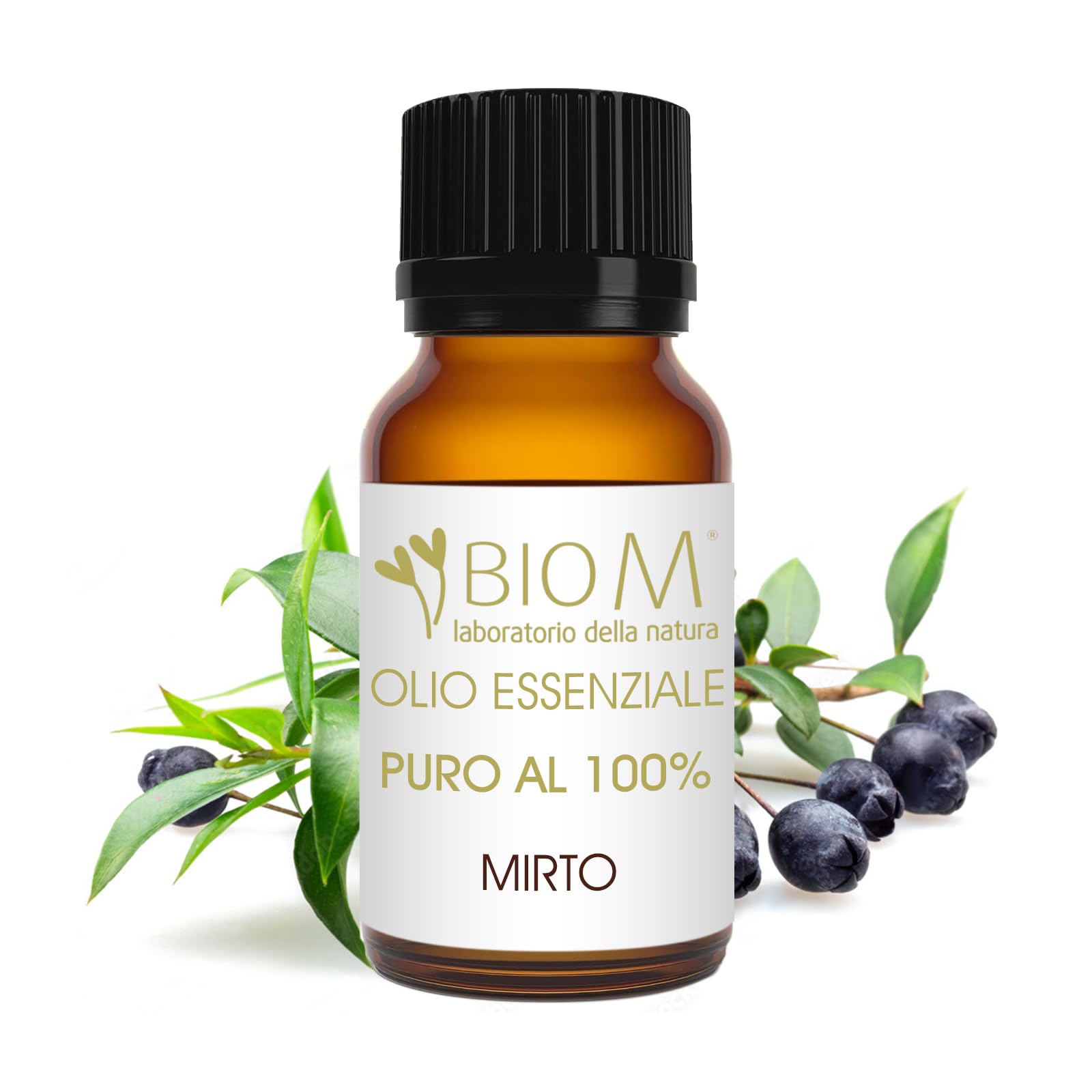 BioM Laboratorio della Natura - Olio Essenziale di MIRTO PURO BIO -10ml -100% NATURALE- 100% ITALIANO per Aromaterapia, Diffusori, Uso Alimentare e Massaggi - Dermopurificante e Antibatterico