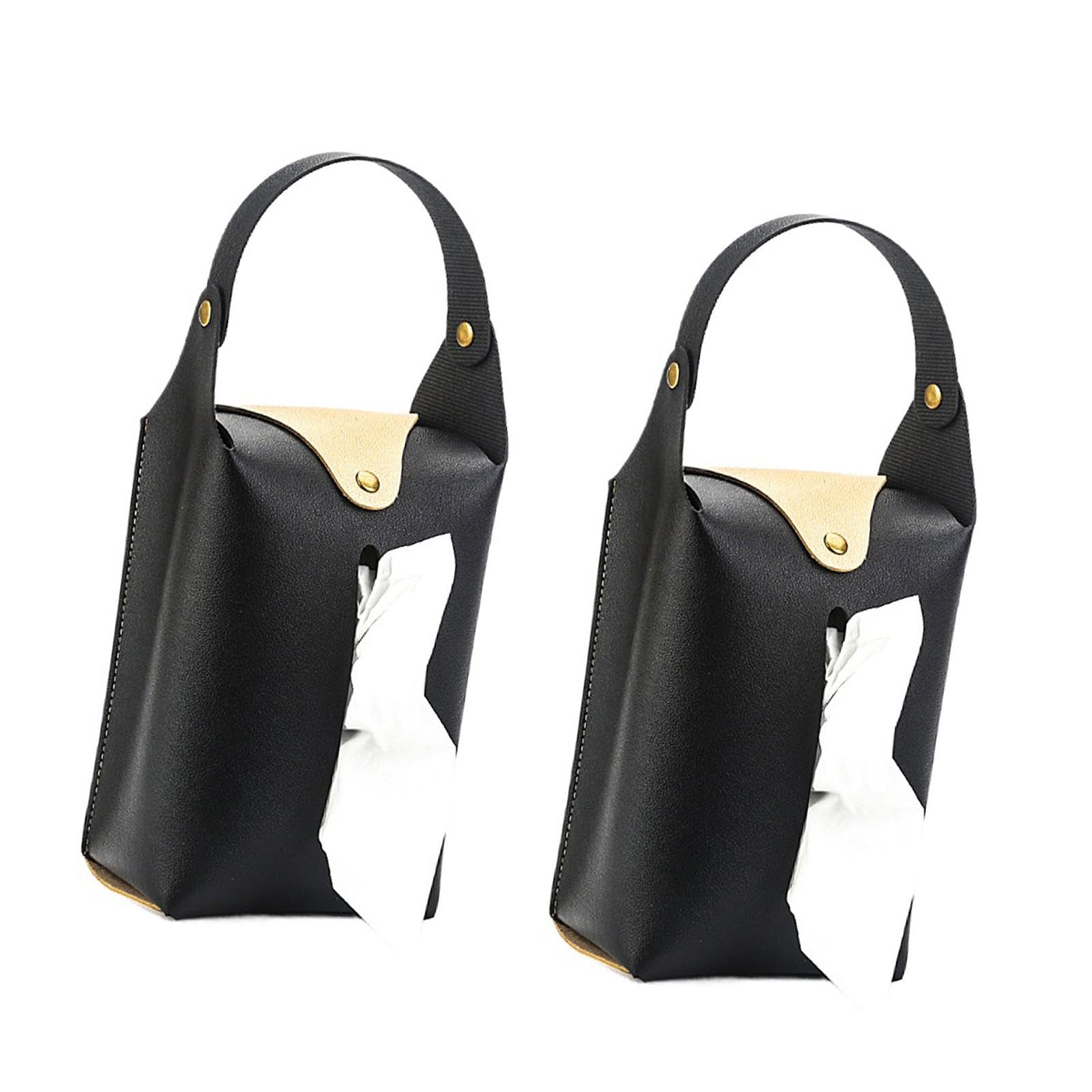 2pcs Colorful PU Leather Tissue Holder Box Hanging Paper Towel Dispenser for Living Room and Vehicle Interiors Stylish Tissue Container
