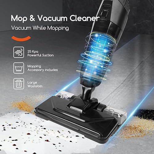 Miniatura 2 de Aspiradoras para el hogar, aspiradora y trapeador, 25 Kpa 600 W con cable para suelos de madera, azulejos, residuos de limpieza de alfombras, pelo