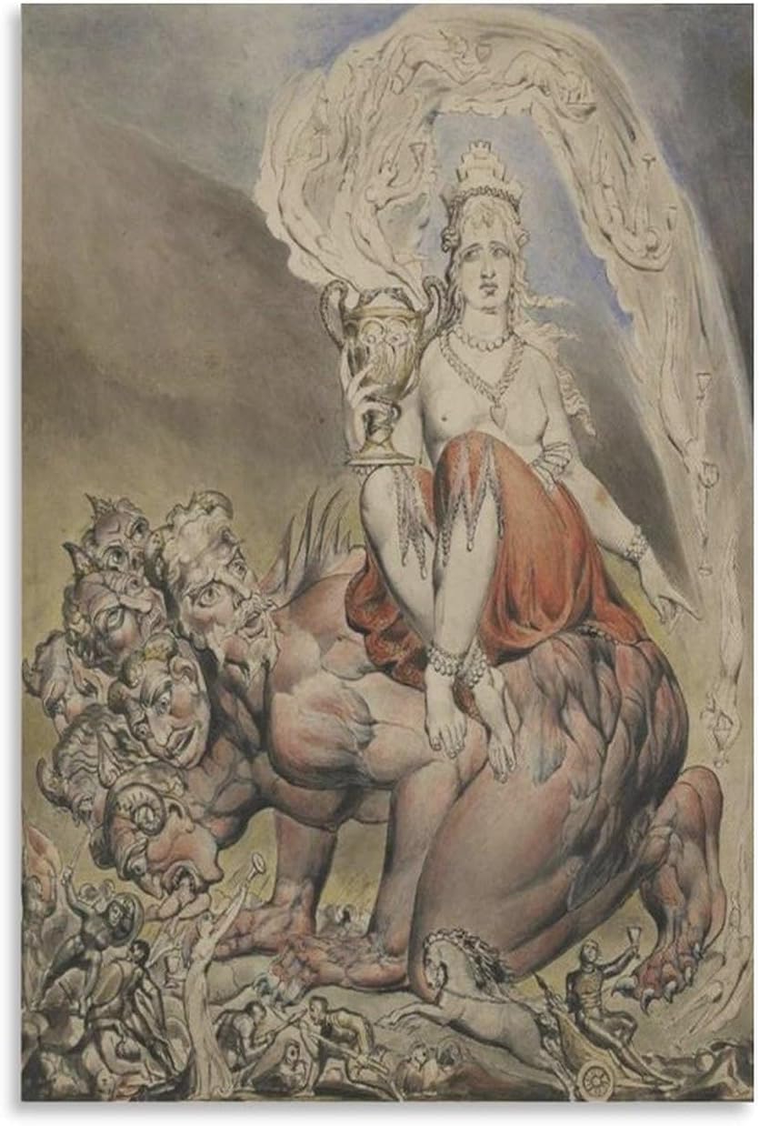 Orjdjz Wxkbl William Blake Posters《The Whore of Babylon》Painting Abstract Wall Art Picture William Blake Canvas Prints for Living Room Decor 40x65cm Frameless