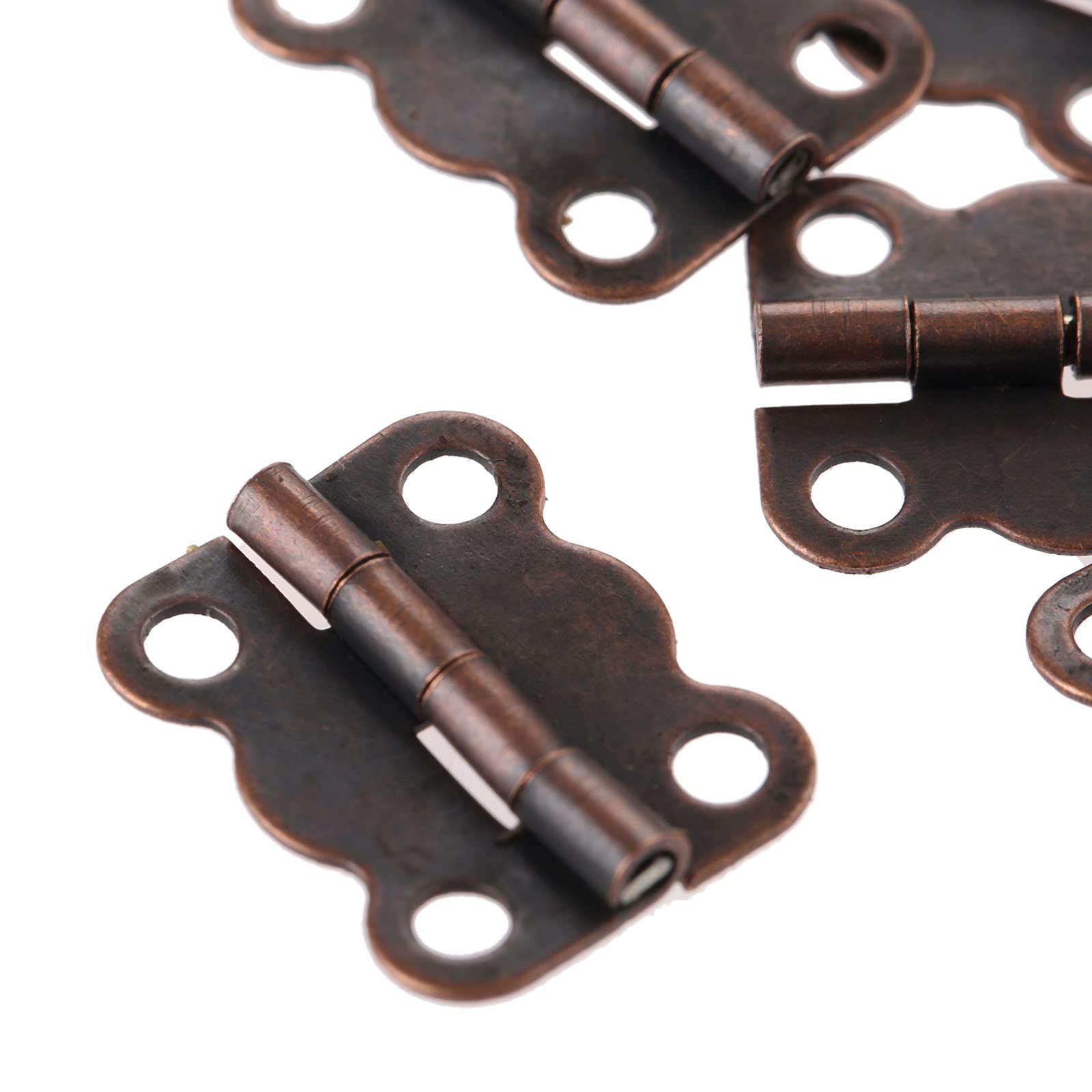 Dopee 10 Pack Small Retro Box Hinges with Mounting Screws for Wooden & Jewelry Boxes - 0.63"x0.51", Red Copper 3