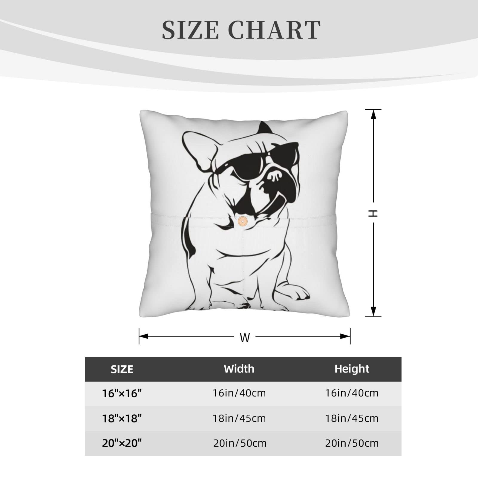 HABXNJF Federa per cuscino con motivo Bulldog francese, 50 x 50 cm, federa quadrata per soggiorno, divano camera da letto