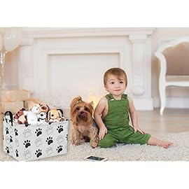 Essme Rectangular Dog Basket,Kids Storage Basket with Handles for Room Decor, Dog Bins,Puppy Storage BinDog Paw