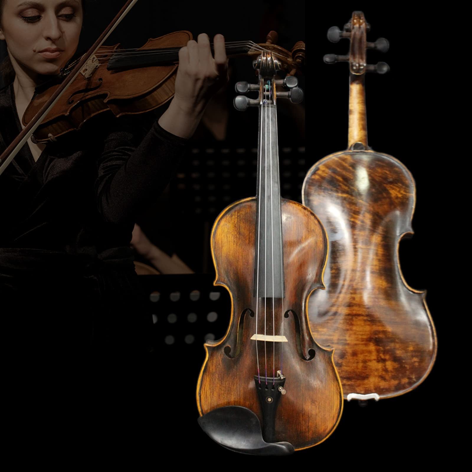 Violino Scuro 4/4 Violino in Acero Europeo con Ponte Ad Arco per Violino IPE E Custodia per Il Trasporto Violini per Studenti