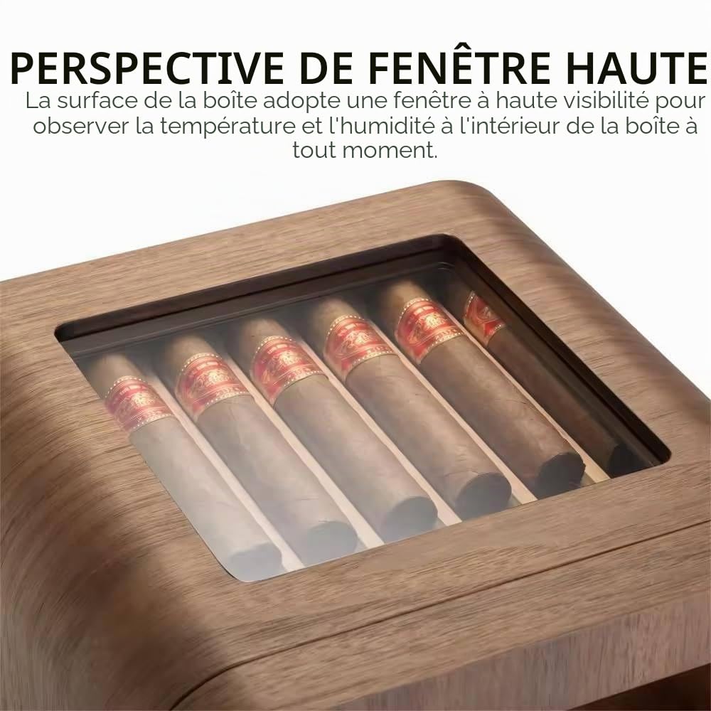 Cave à Cigares, Vitrine En Verre, Boîte De Rangement En Bois De Noyer, 4 Tiroirs, Capacité D'environ 110 Cigares, Pour Homme,A