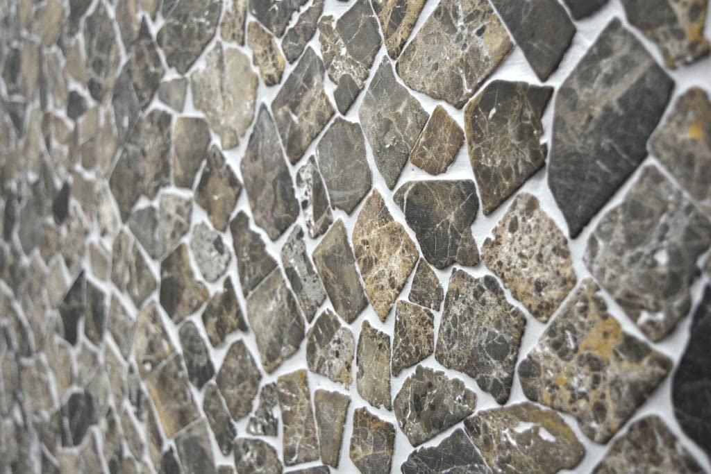 Mosaik Bruch/Ciot uni Castanao Marmor Naturstein Küche, Mosaikstein Format: 15-69x7 mm, Mattengröße: 305x305 mm, 10 Matten