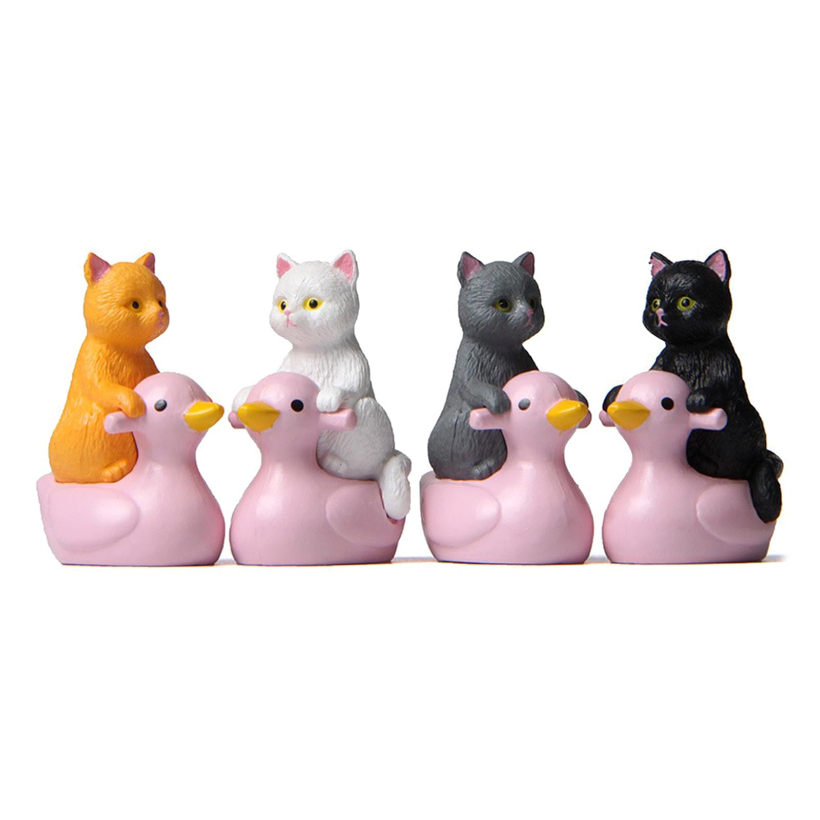 Miniature Cats Figurines Sitting Ducks, Fairy Garden Decor, Landscape Ornament, Desktop Accessories Garden Figurine Accessories