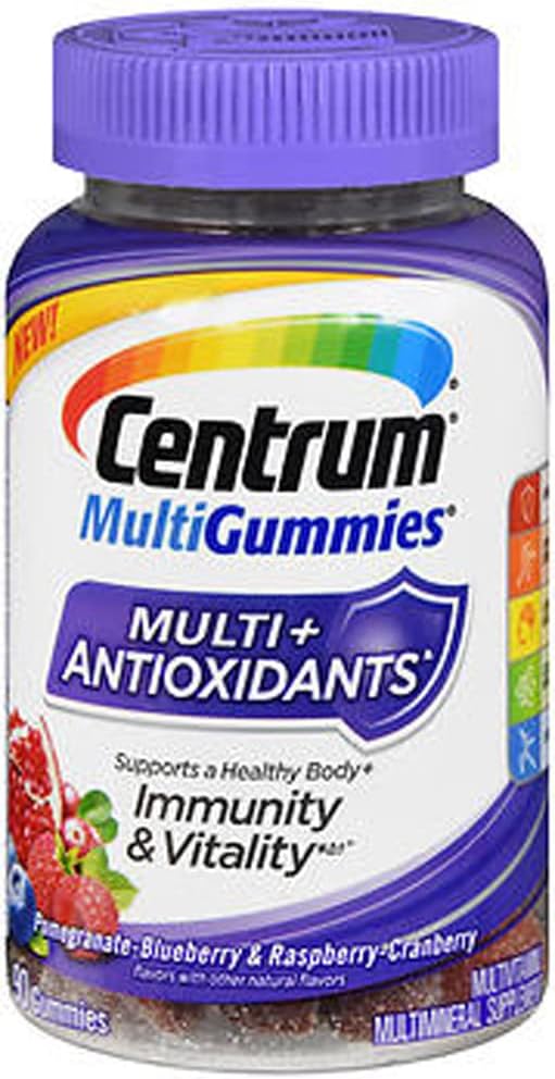 Centrum MultiGummies Multi + Antioxidants Pomegranate-Blueberry & Raspberry-Cranberry - 90 ct, Pack of 3