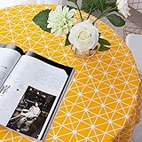 NATUCE Round Tablecloth, 150cm Dust-Proof Cotton Linen Table Cloth Circular Simple Style Table Cover for Buffet, Wedding, Restaurant, Party-Yellow - Image 5