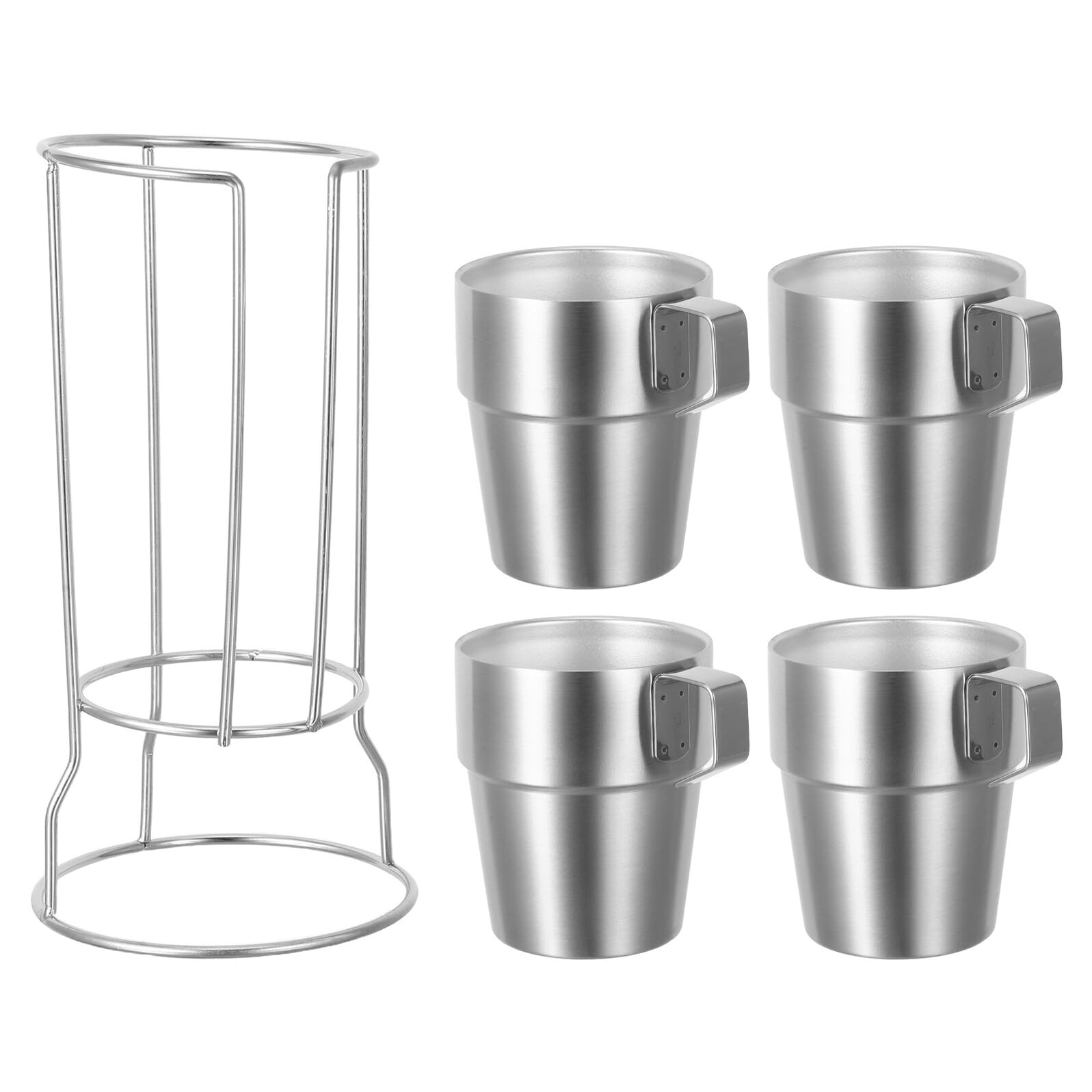 Juego de 4 Tazas Infantiles de Acero Inoxidable 300 Ml con Doble Aislamiento Asas Ergonómicas y Soporte Apilable Tazas Térmicas Antiescaldaduras para Café Té y Bebidas Frías