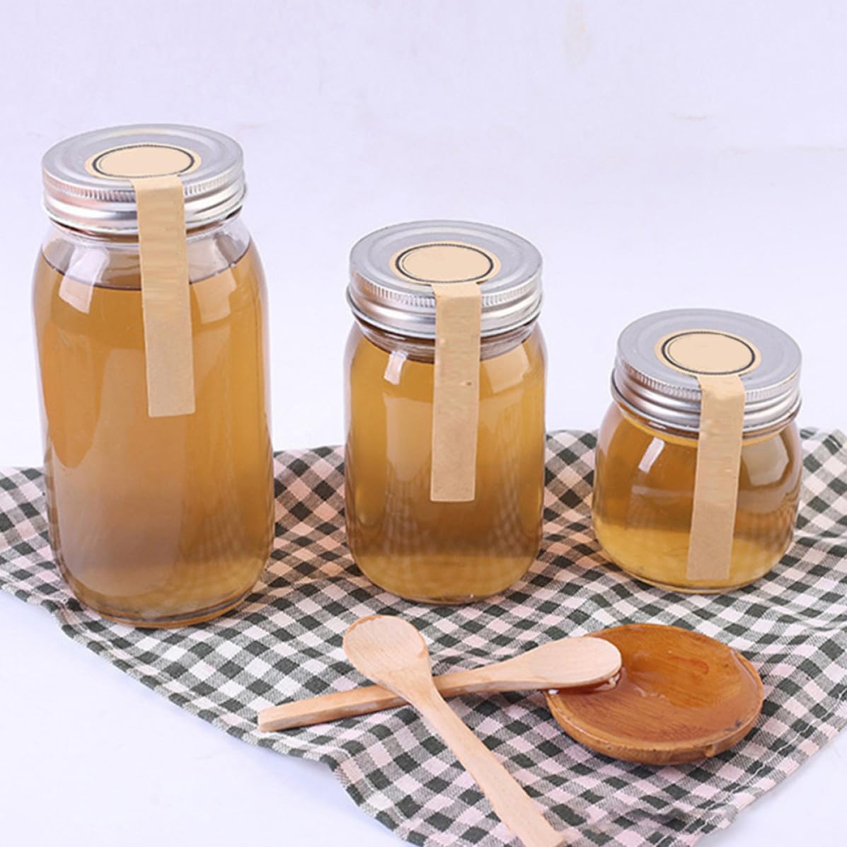 KICHOUSE 6 Stück Glasaufbewahrungsbehälter 380ml Rund mit Starker Versiegelung für Marmeladengläser und Honigglasflasche Vielseitig und Hygienisch für Küche und Vorrat
