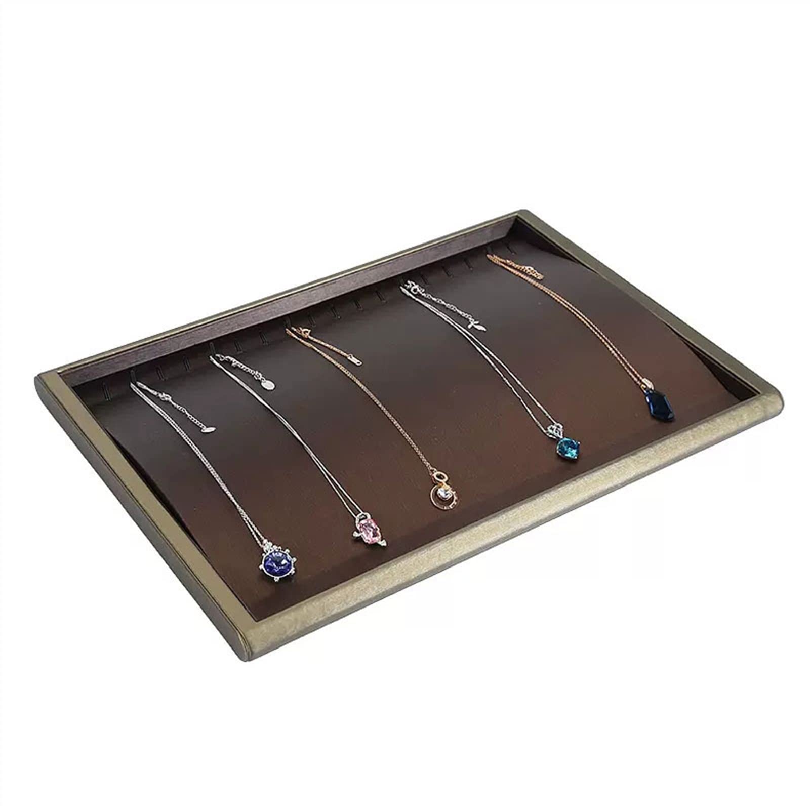 J9V4G6S3B5 Jewellery Storage Necklace Display Tray PU Leather Stackable 18 Hooks Jewelry Showcase Organizer Holder for Dresser Decorative Storage Single Plate