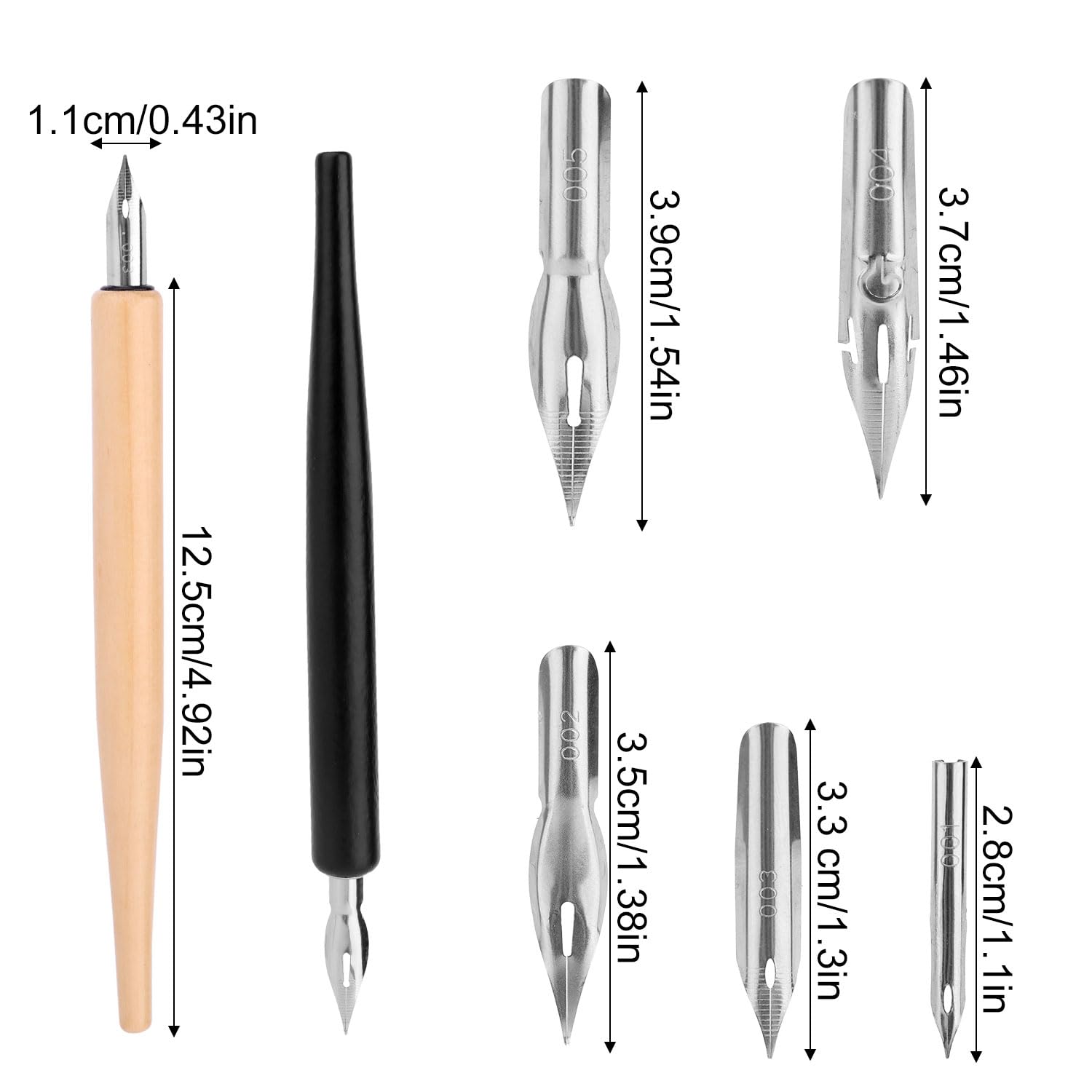 Coffret de Plumes Dessin avec 2 Porte-Plumes en Bois et 10 de Rechange en Acier Inoxydable, 5 Styles pour Porte pour Calligraphie Dessin Écriture Croquis et Signature