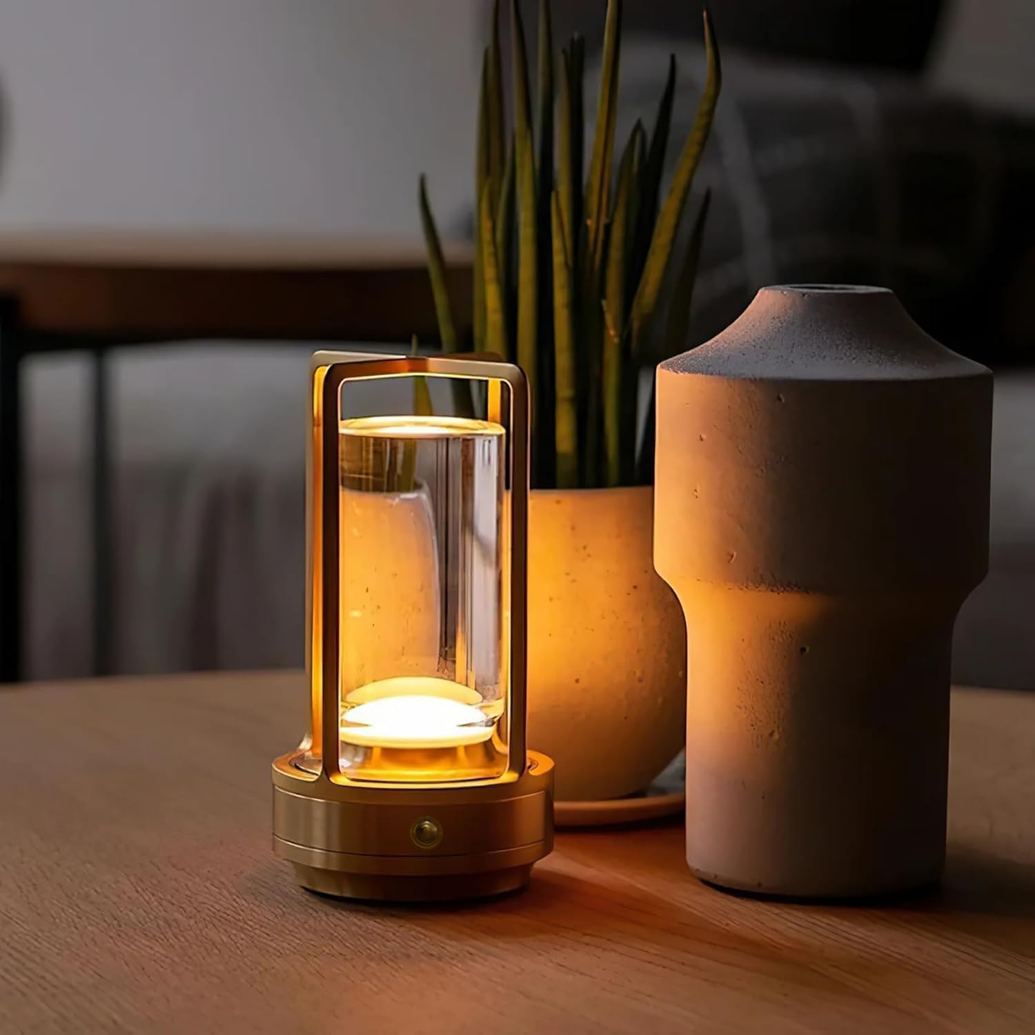 Pikafox Portable Wireless Metal Table Lamp, Rechargeable LED, 3 Colours, Dimmable, Bedroom, Restaurant