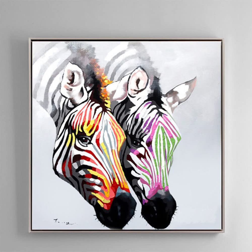 Peinture à l'huile zèbre animal 3D : tableau moderne minimaliste pour maison