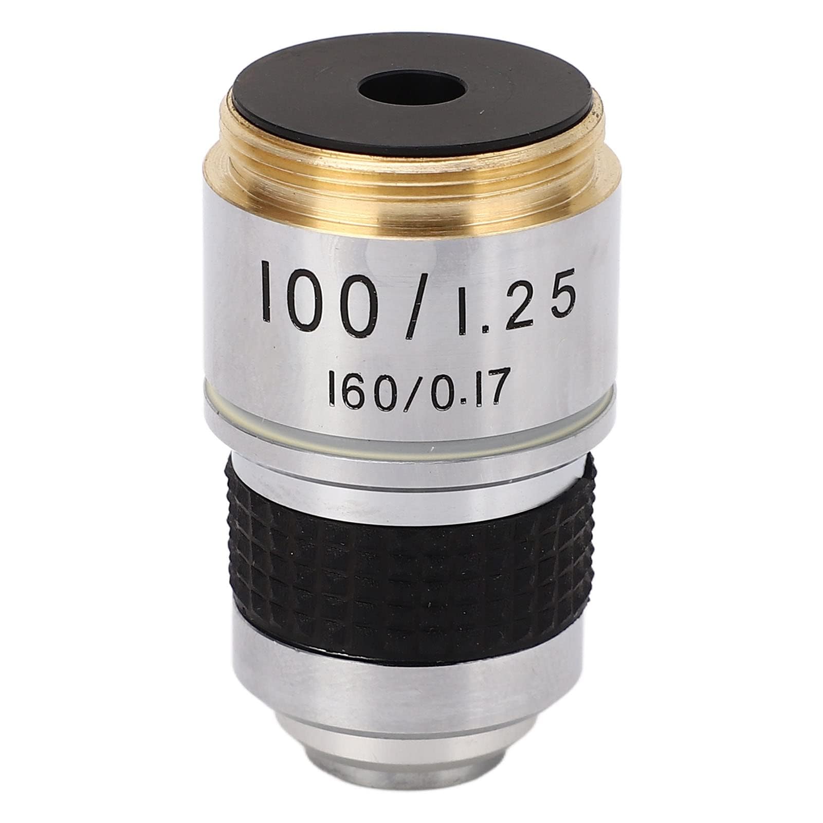 Hilitand 100X Microscope Objective, Brass Aluminum Alloy Material, Microscope Lens