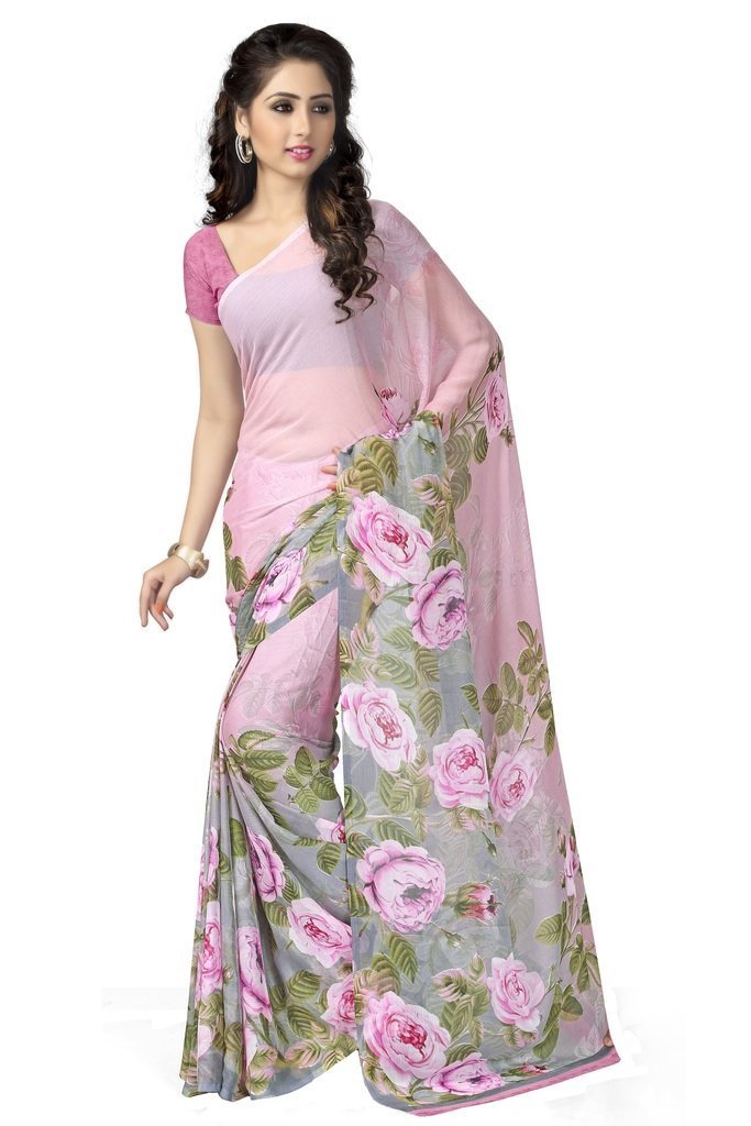 Vaamsichiffon with blouse piece Saree (Rolex3064_ Multicoloured_ One Size)
