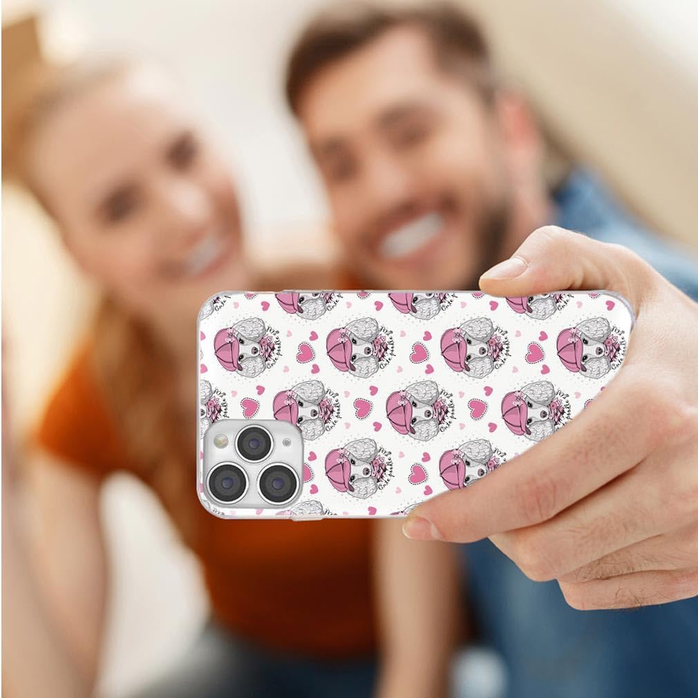 for iPhone 12 Case,for iPhone 12 Pro Case,ARTIOSIT Full Protective Shockproof Slim Soft TPU Clear Case Cover for Girl Women Men iPhone 12/12 Pro,Cute Cartoon Animal Pet Dog White Poodle Love Pink Hat - Image 7