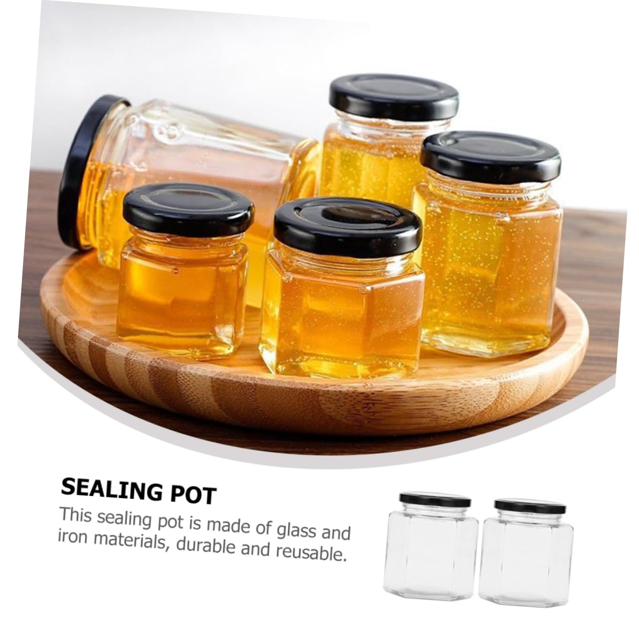 Amazon｜PHENOFICE 2個 六角ガラス瓶 空の六角瓶 六角形の蜂蜜の瓶