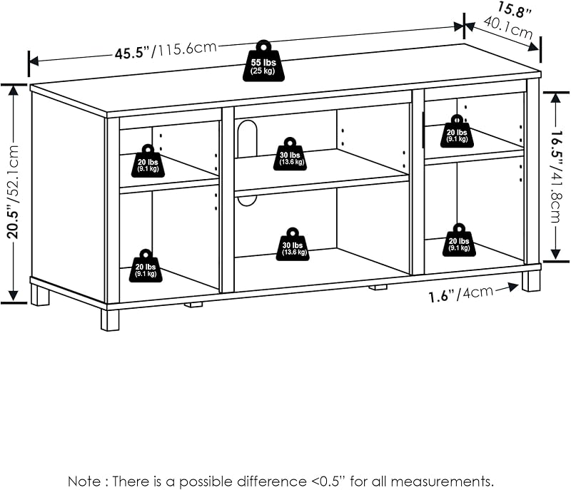 Furinno Classic 3-Tier TV Stand, Entertainment Center, Americano image 6