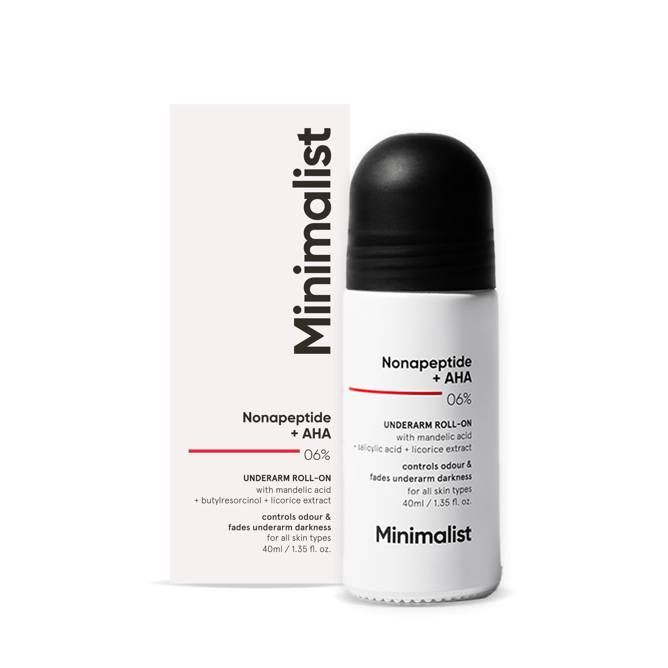 Minimalist Underarm Roll On Deodorant with Nonapeptide + AHA BHA 06% | Controls Odour & Fades Darkness | Fragrance & Aluminium Free | Exfoliating Deo For Women & Men | 40ml-image-25