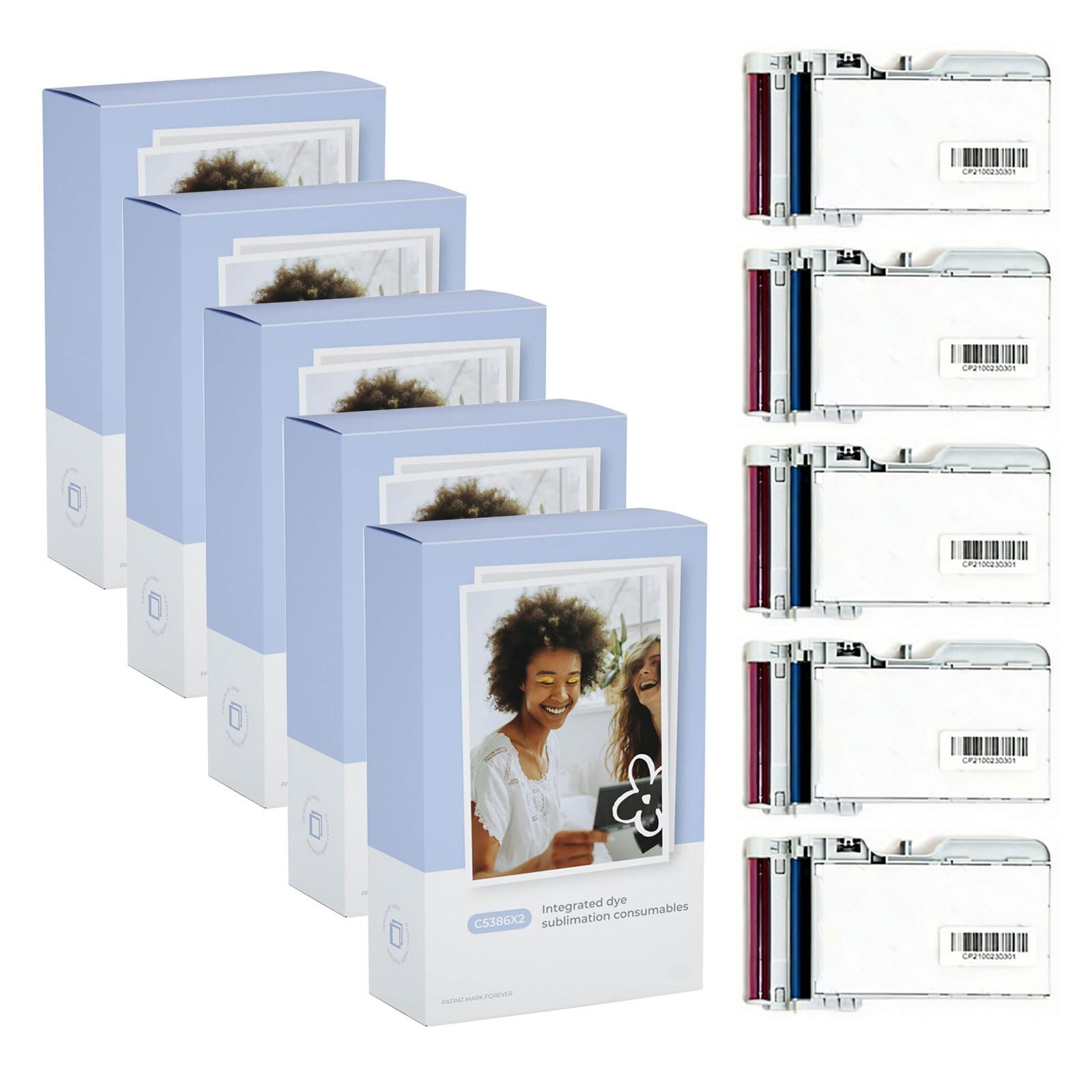 1/2/5 scatole di carta fotografica per impronte digitali, progetti adesivi, ricambio per stampante CP2100, carta con finitura opaca