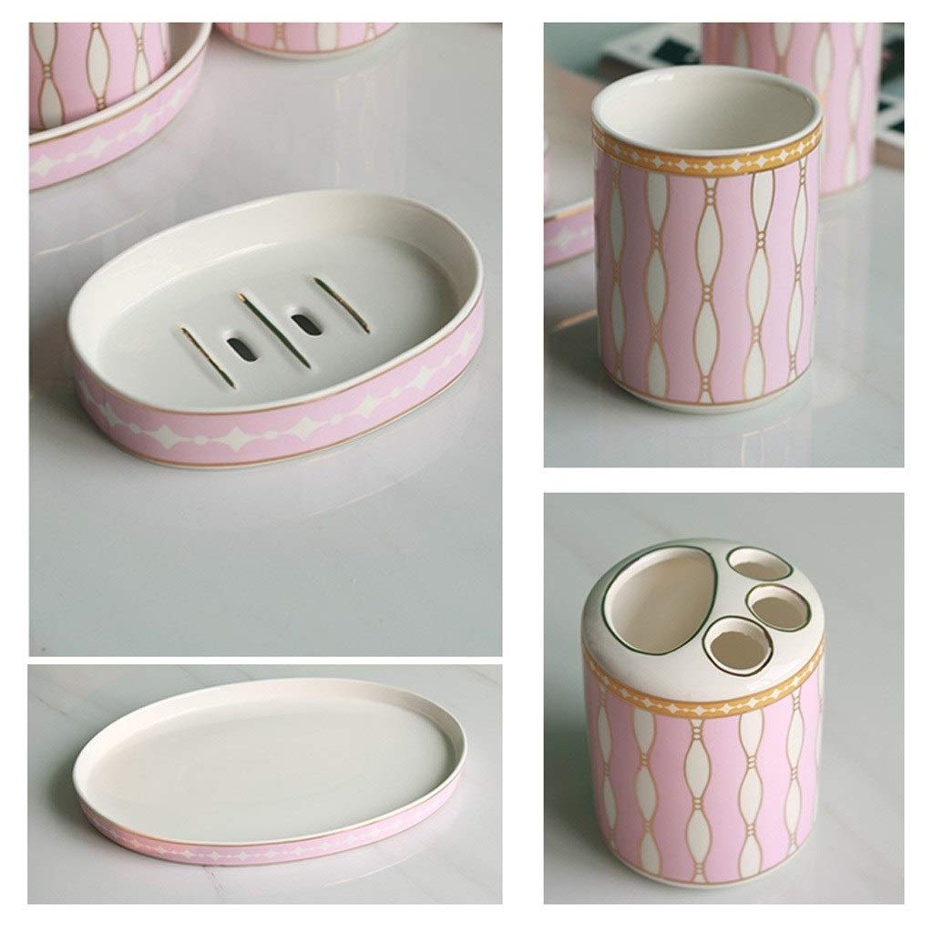 Dozownik mydła/dozownik mydła do mydła 6-częściowy artykuły gospodarstwa domowego Ceramiczne zestaw akcesoriów łazienkowych, w tym dozownik mydła Uchwyt do szczoteczki do zębów Kubek mydła i praktyczn