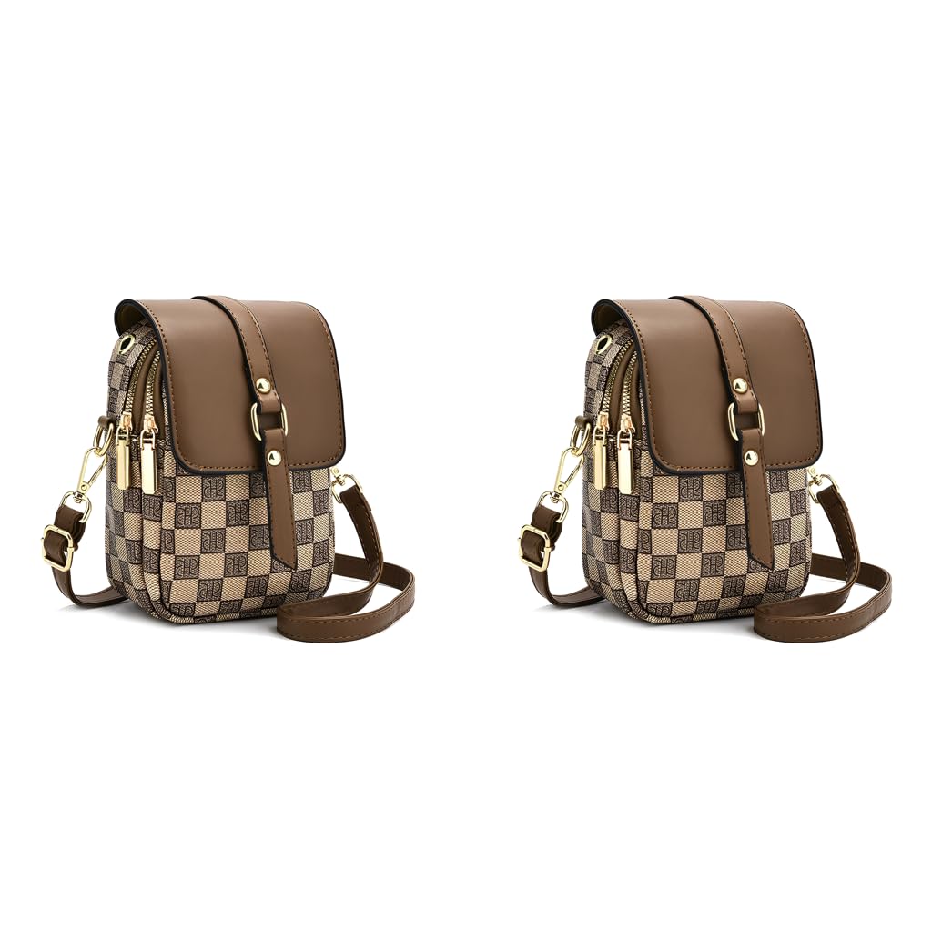 palay PU Leather Crossbody Sling Bag for Women Phone Pocket 2 Pcs Brown-picture-5