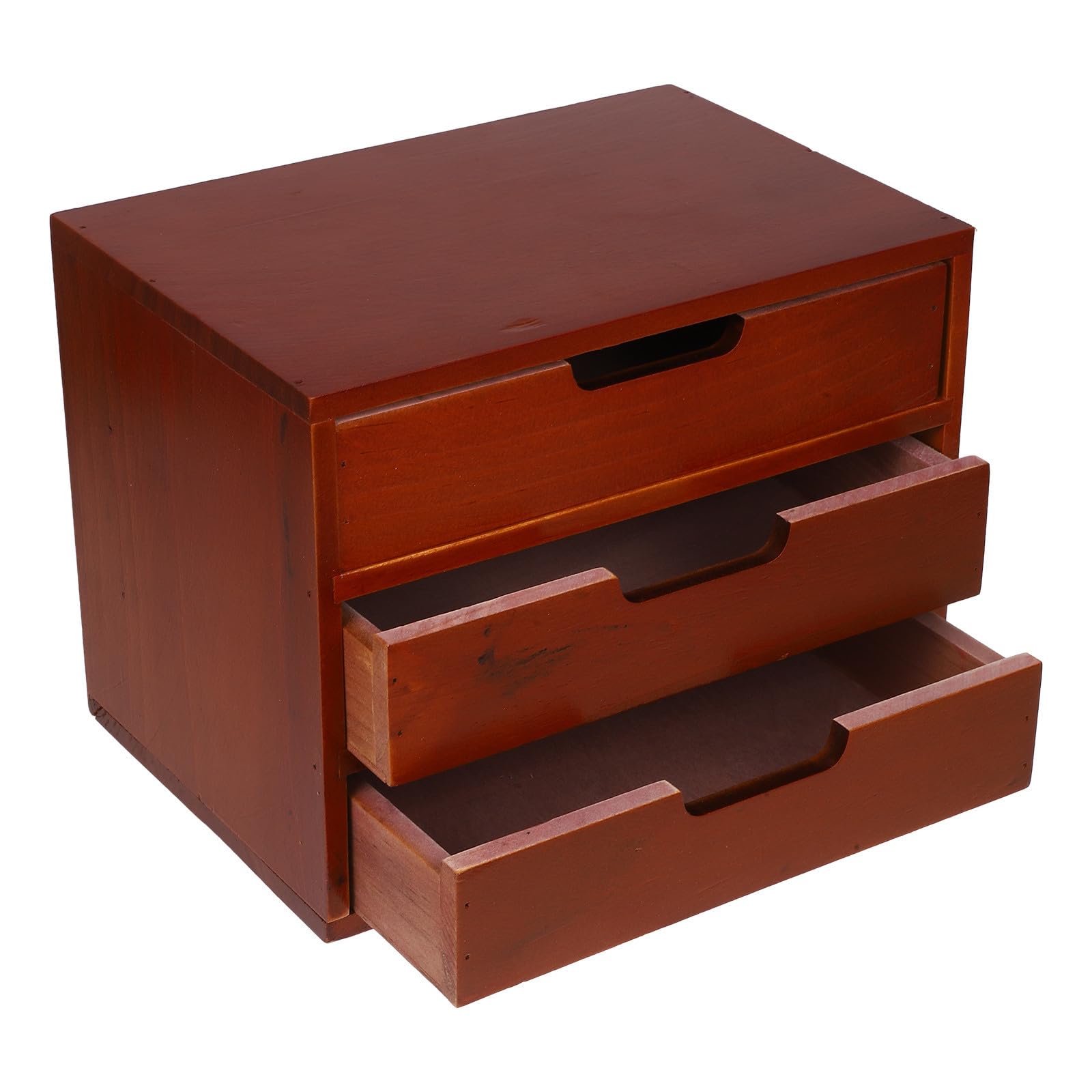 Organizzatore da Scrivania a Cassetti, Mobiletto Contenitore a 3 Livelli in Legno Marrone, Multiuso, per Trucchi e Gioielli, per Scrivanie e Cassettiere da Camera da Letto