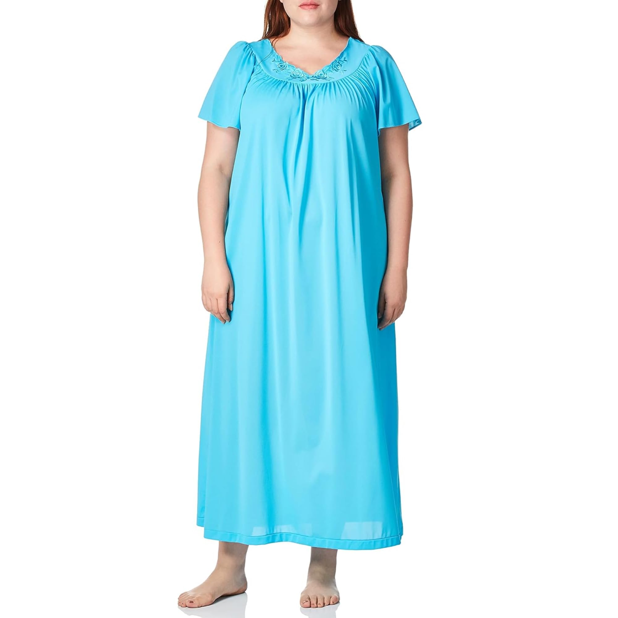 Shadowline Women's Petals 53 Inch Short Flutter Sleeve Long Gown