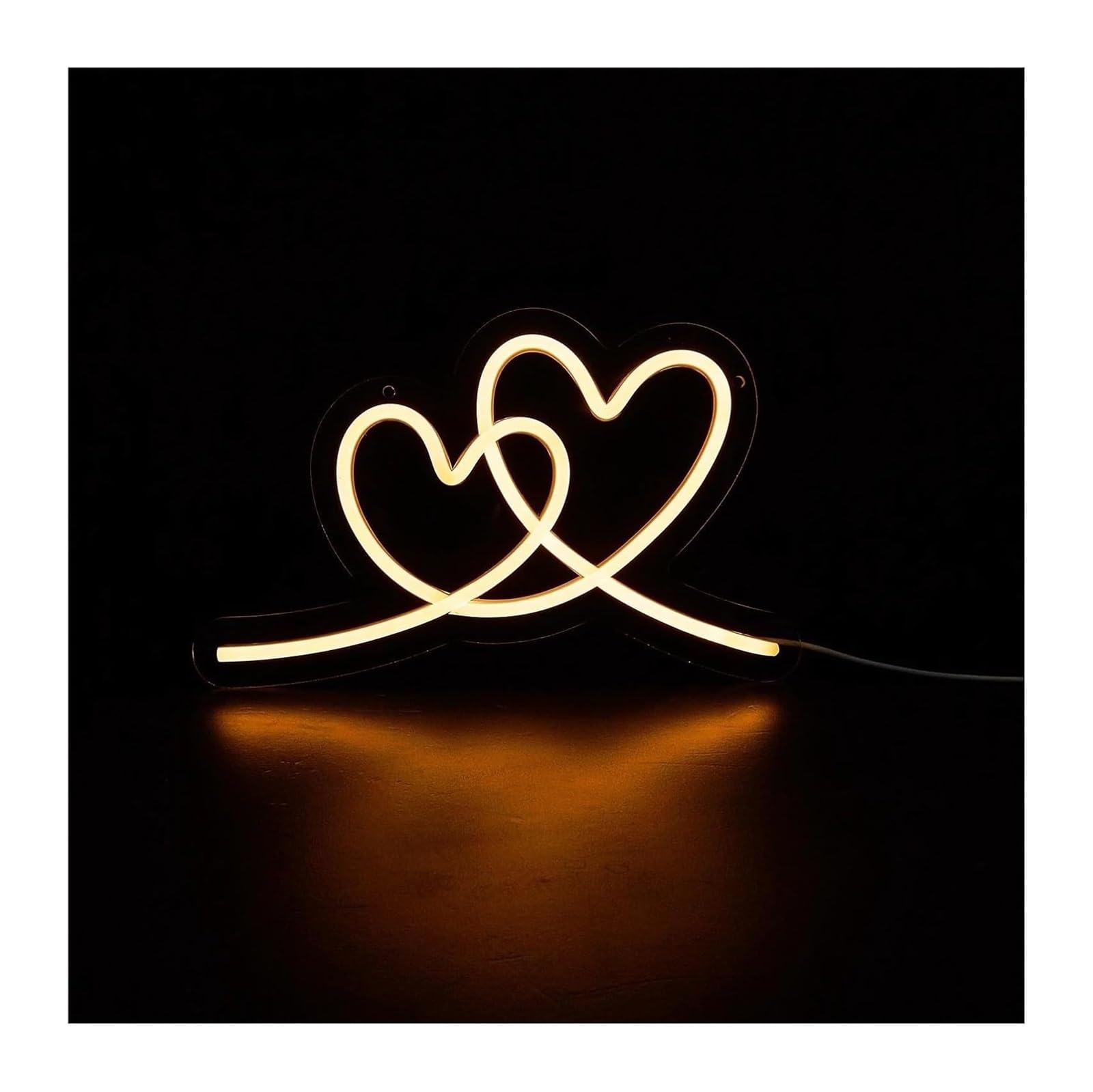 Lampada a forma di cuore, insegne al neon, decorazione da parete per camera letto, compleanno, 30x16 cm