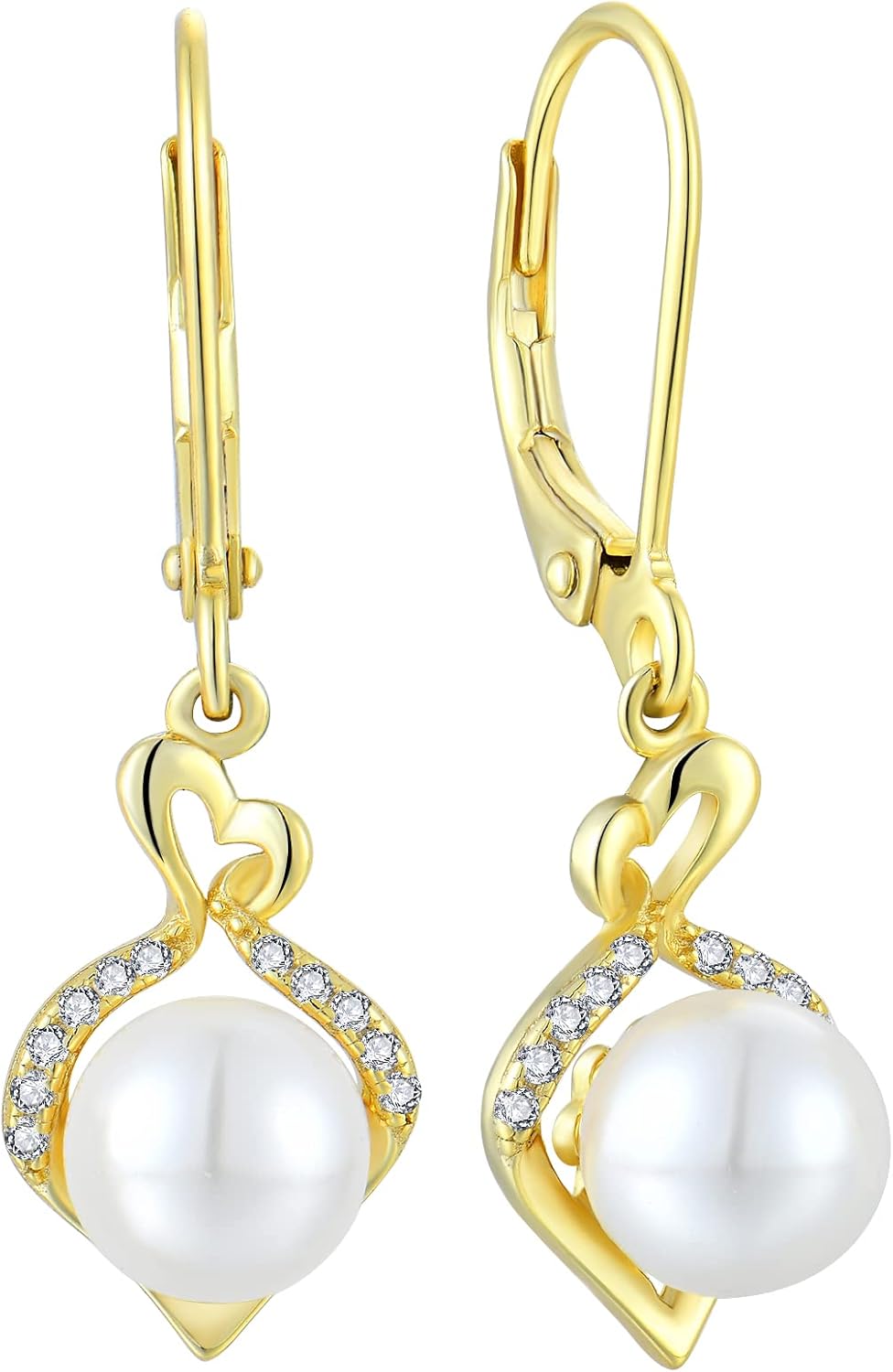 Pearl Earrings Dangle Drop Earrings 925 Sterling Silver Infinity Jewelry Gifts for Women Party Birthday