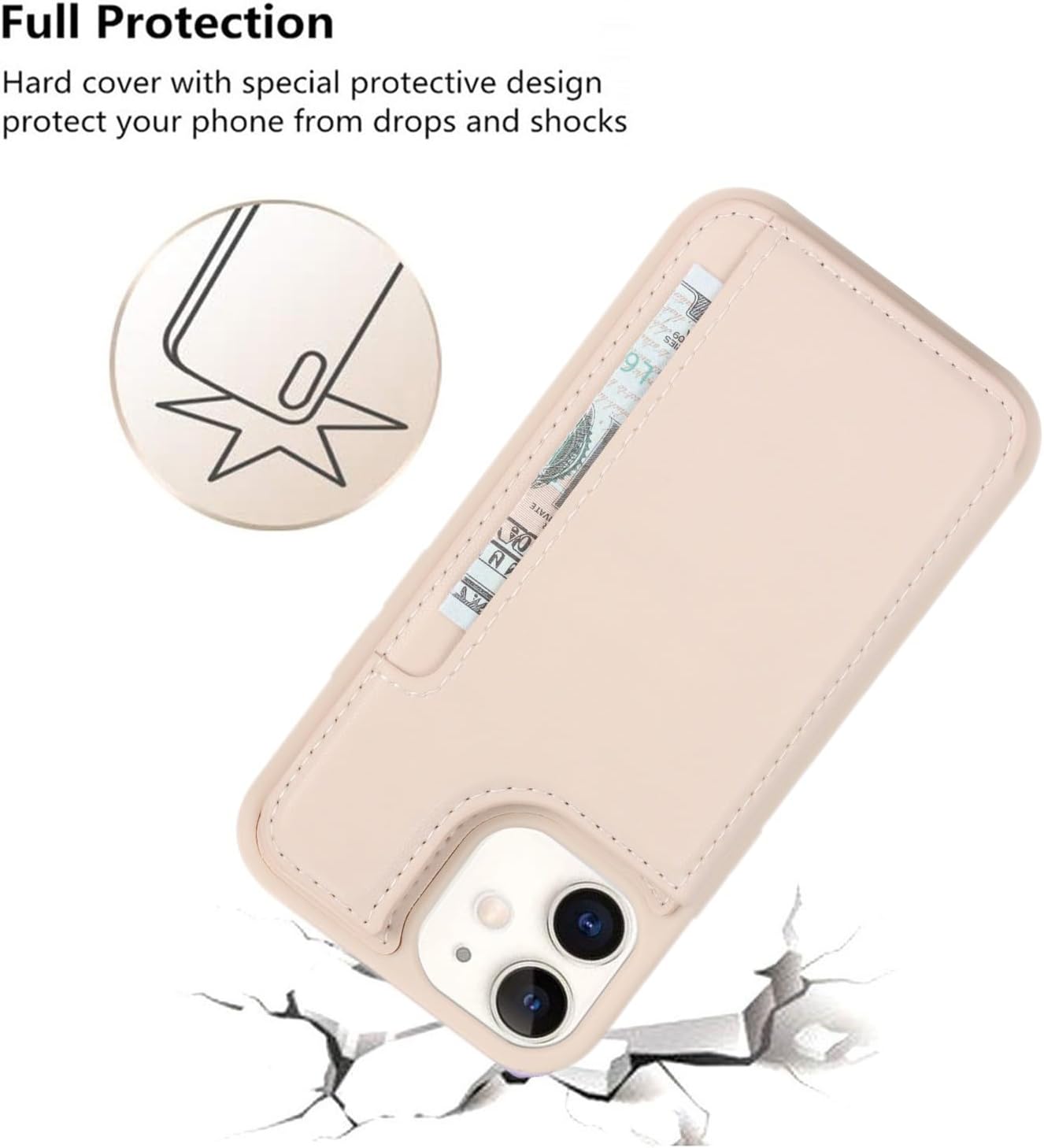 iCoverCase Compatible with iPhone 12 Mini Case with Card Holder, Wallet Phone Case for Women Men RFID Blocking PU Leather Protective Case 5.4 Inch (Beige) - Image 8