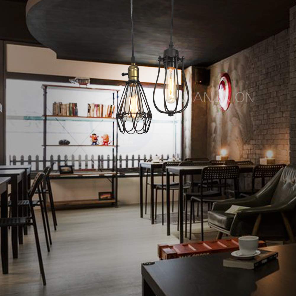 Mengjay Trade Industriel E27 Métal Suspensions Cage Retro Plafonnier