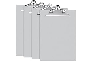 4 Pack Heavy Duty Aluminum Clipboard 12 x 9 Inches Low Profile Clip