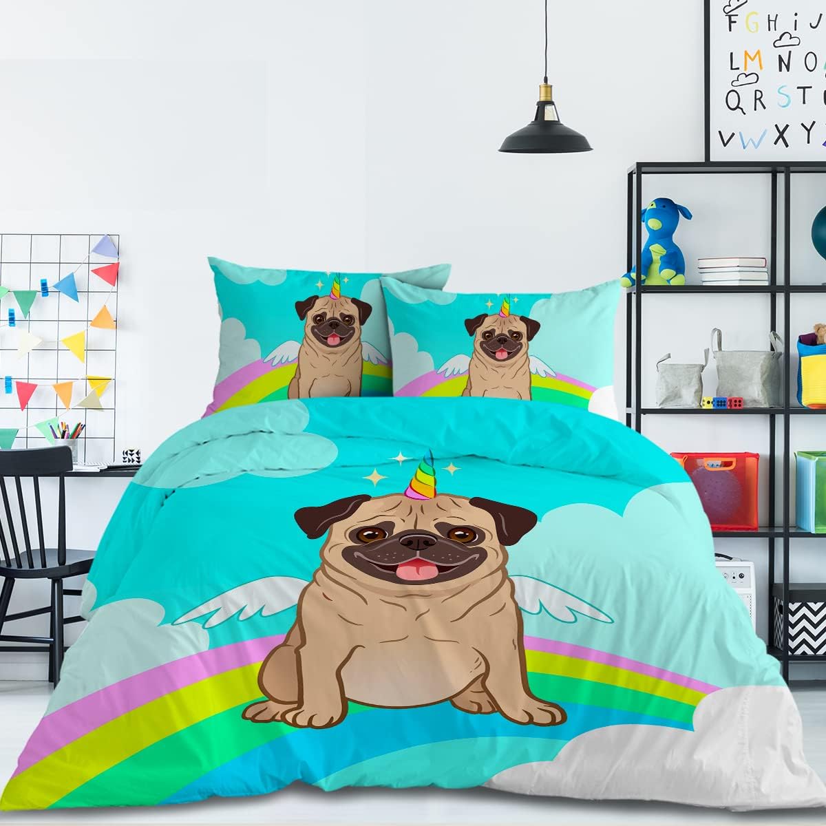 pug print dog bed