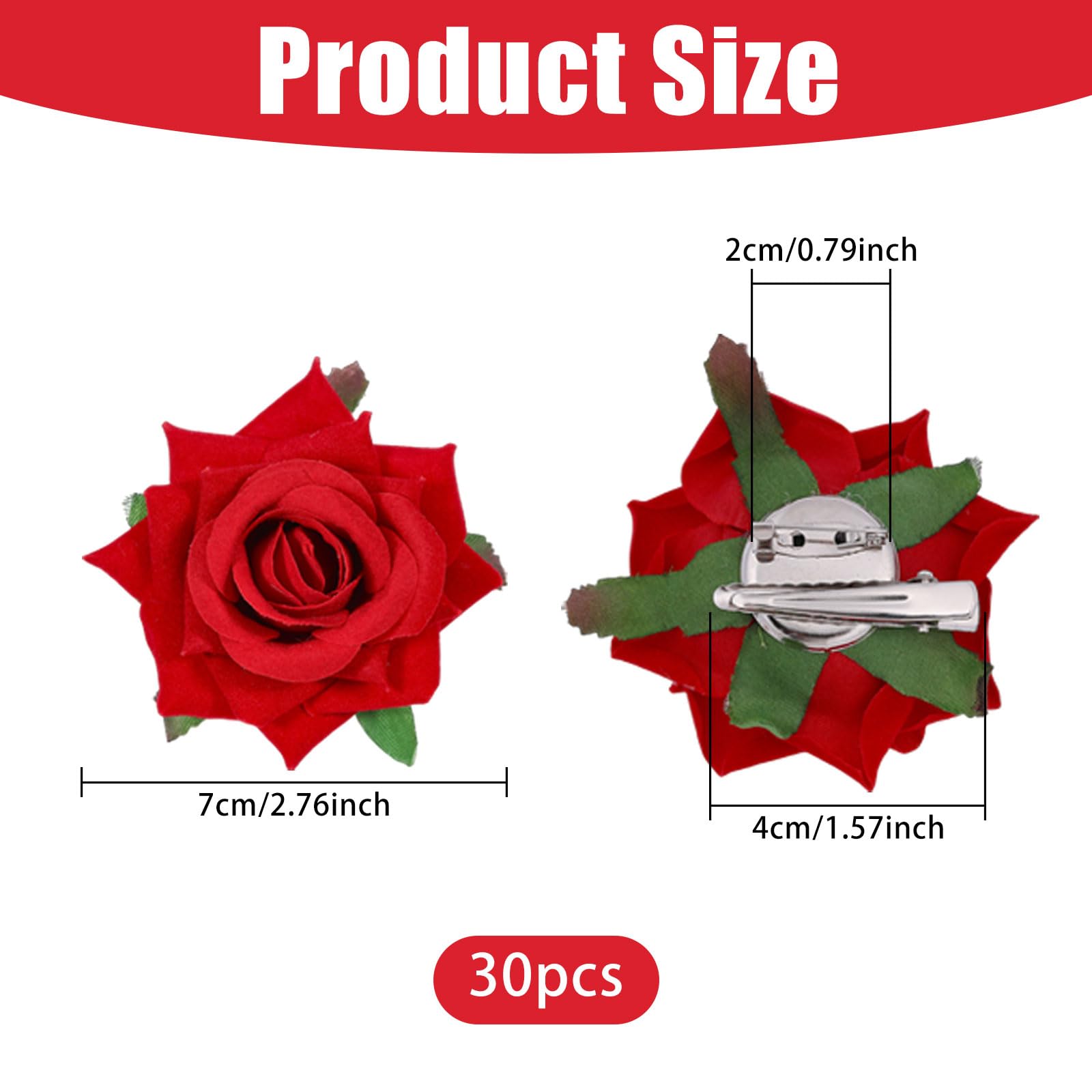 FREEBLOSS 30Pcs Rose Hair Clip Flower Hairpin Brooch Flowers Hair Clips for Decor Women Rose Brooch Pins for Wedding Party - Image 2