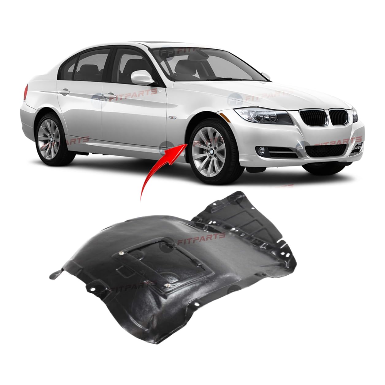 FitParts Compatible with Front Right Passenger Side Fender Liner BMW 3 Series 2006-2012 Sedan Wagon. New, Plastic & Ready to Install. BM1251114 51717059390