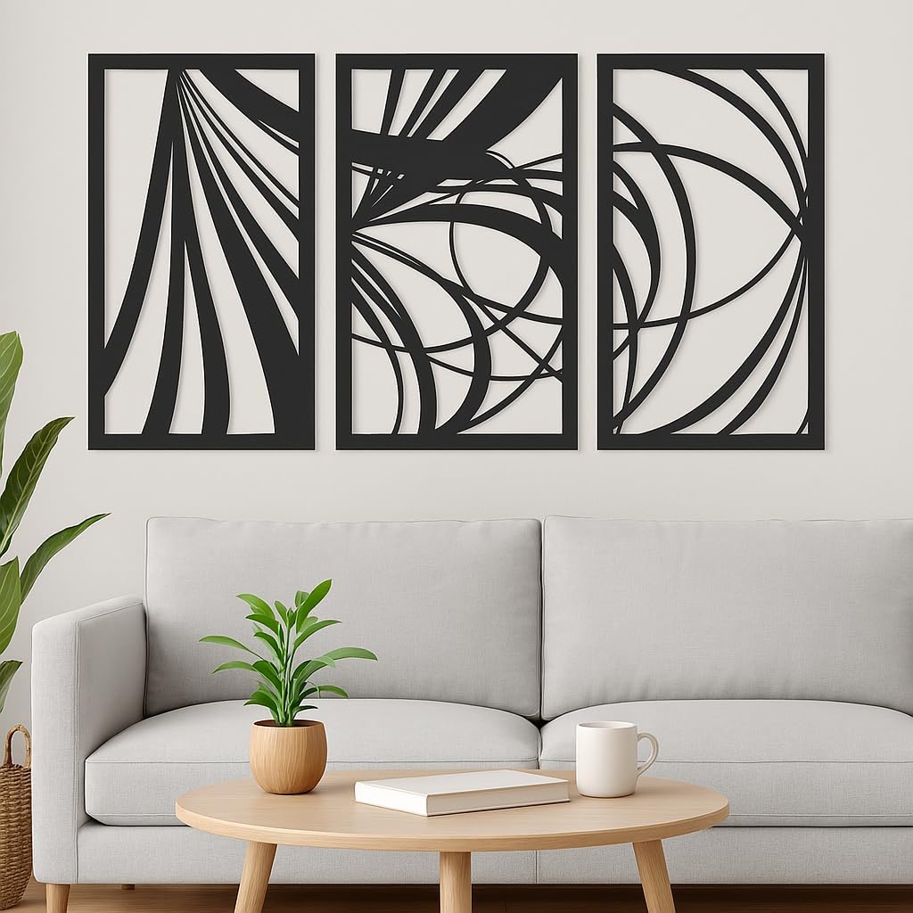 Murallz Metal Wall Art Set of 3 - Modern Design Frames for Home and Office Décor - Perfect for Living Room, Bedroom, Kitchen, Bathroom, and More - Ready to Hang Decorative Wall Accents