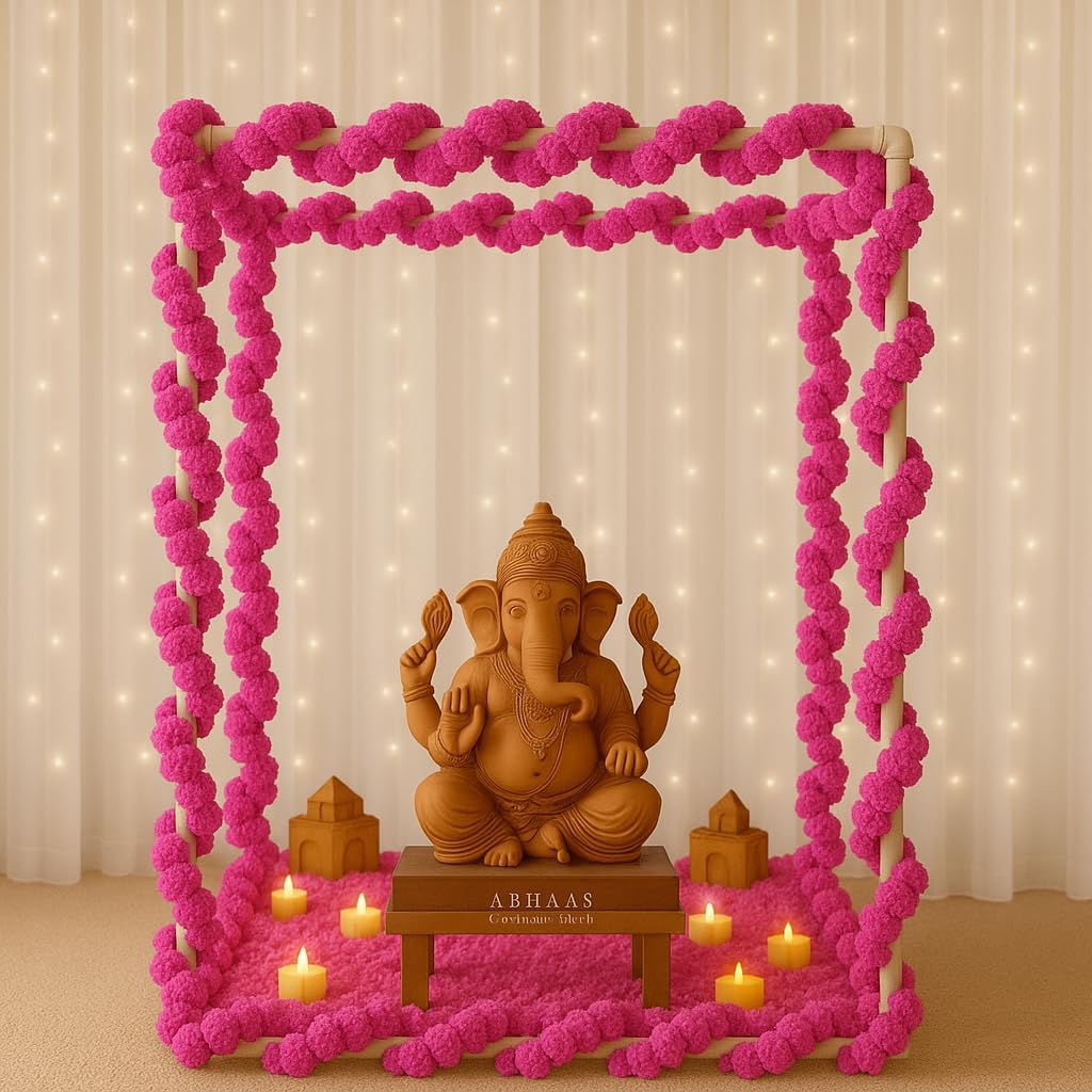 DIY Ganesh Chaturthi Mandap - White Tent Frame -12