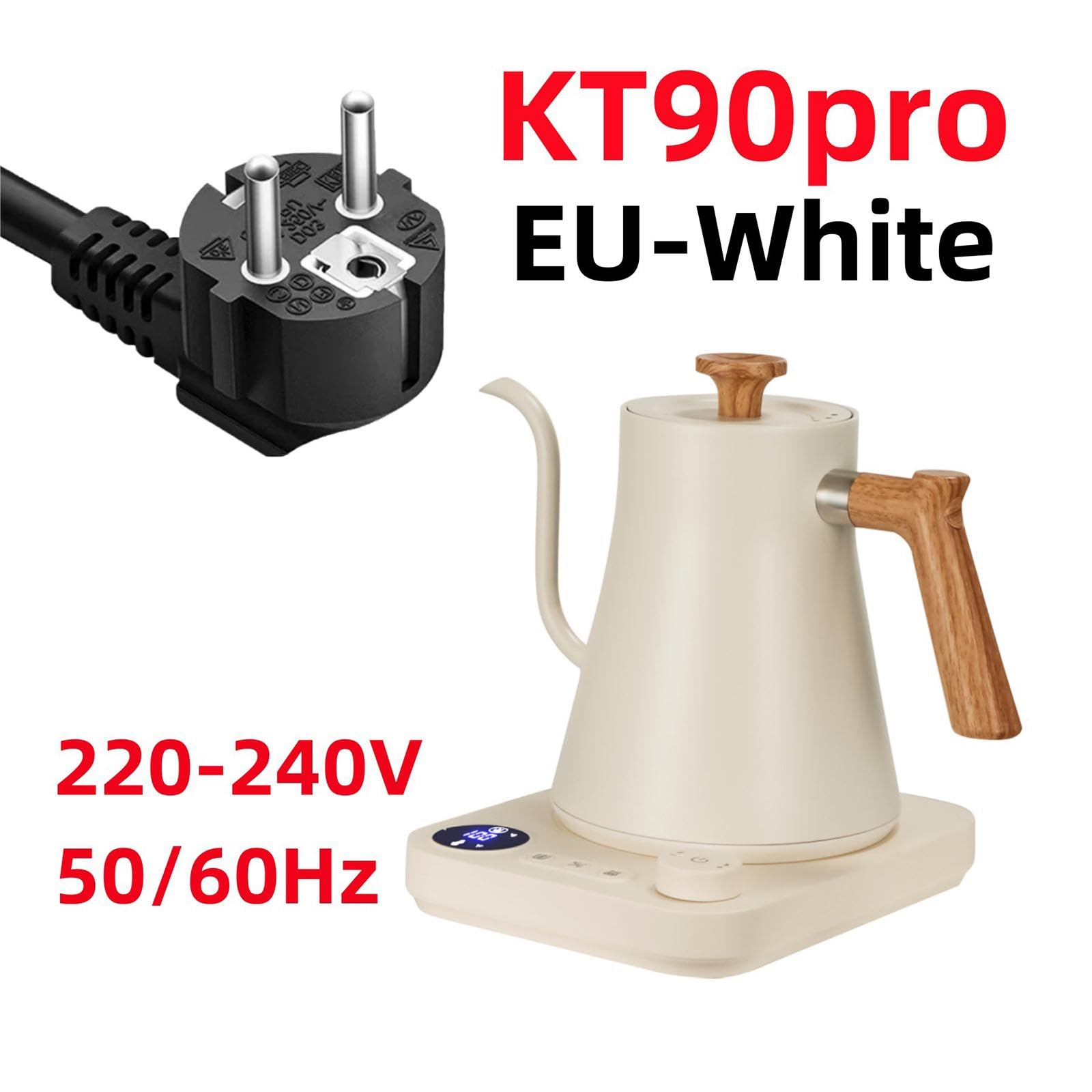 Hervidor Eléctrico Tipo de Acero Inoxidable Tetera de Precisión con Control de Temperatura Digital Adecuado para Regalar Y Uso D, Blanco, Individual