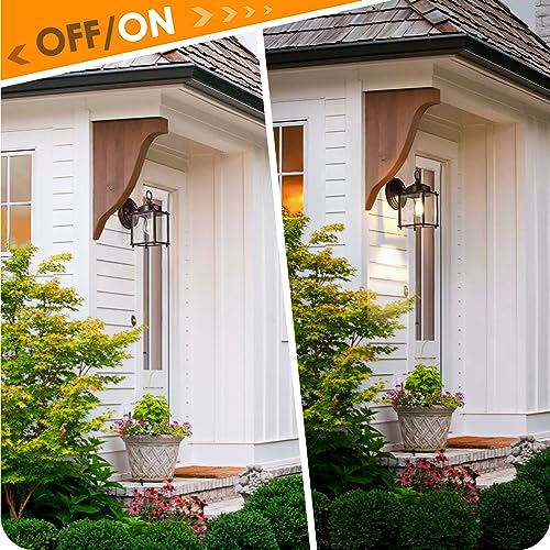 Image of MATAMEYE Outdoor Wall Lantern, Exterior Dark Chocolate Waterproof Wall Sconce Lighting Fixture, Front Door Wall Lamp with Clear Beveled Glass, 2 Pack
