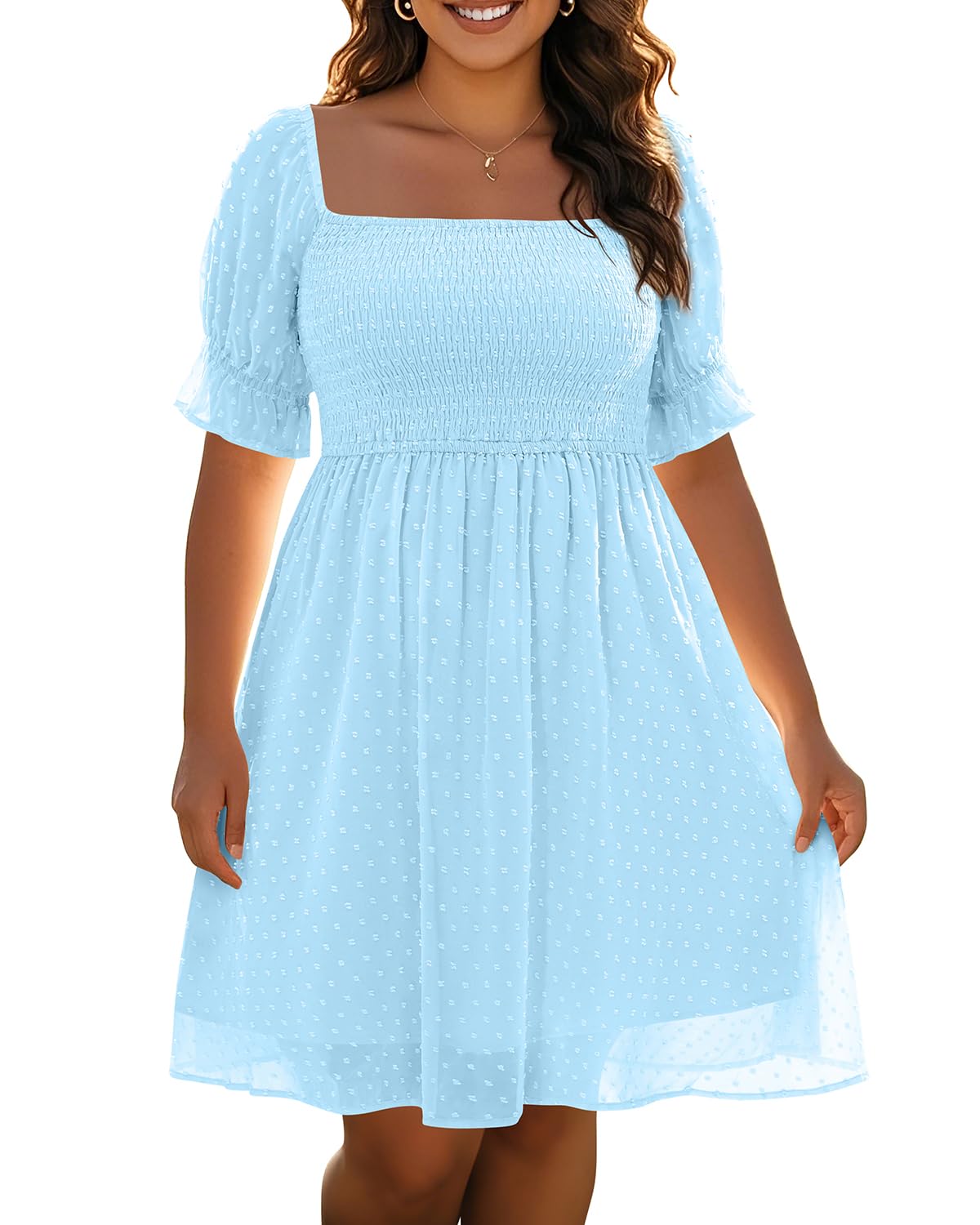 Women's Puff Sleeve Square Neck Sundress