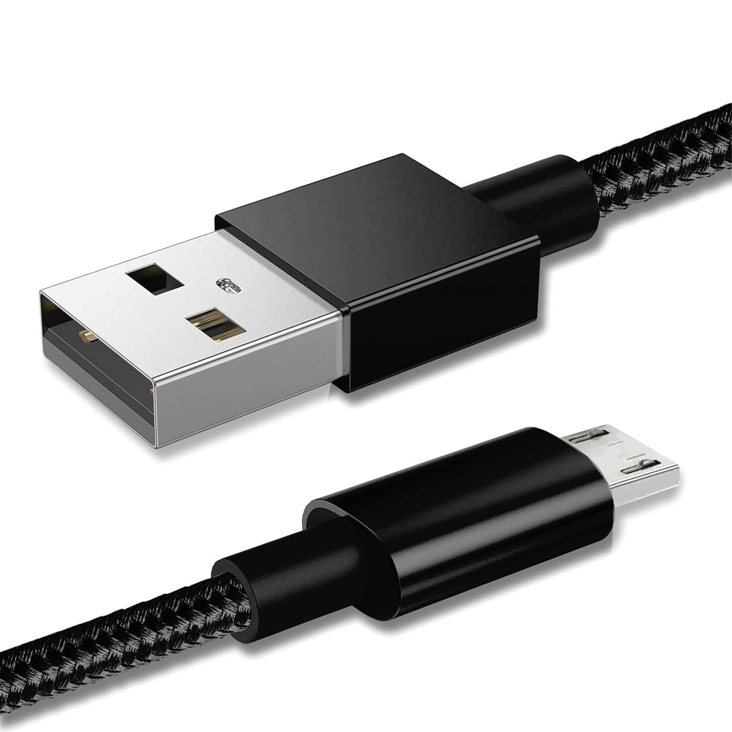 World biz Micro USB Cable, 3M Micro USB Android 3.1A Fast Charger Cable Nylon Braided USB Micro Cord Compatible for Samsung S7/S6,Kindle Fire,Tablets,PS 4 Controller, Android Devices (Black)