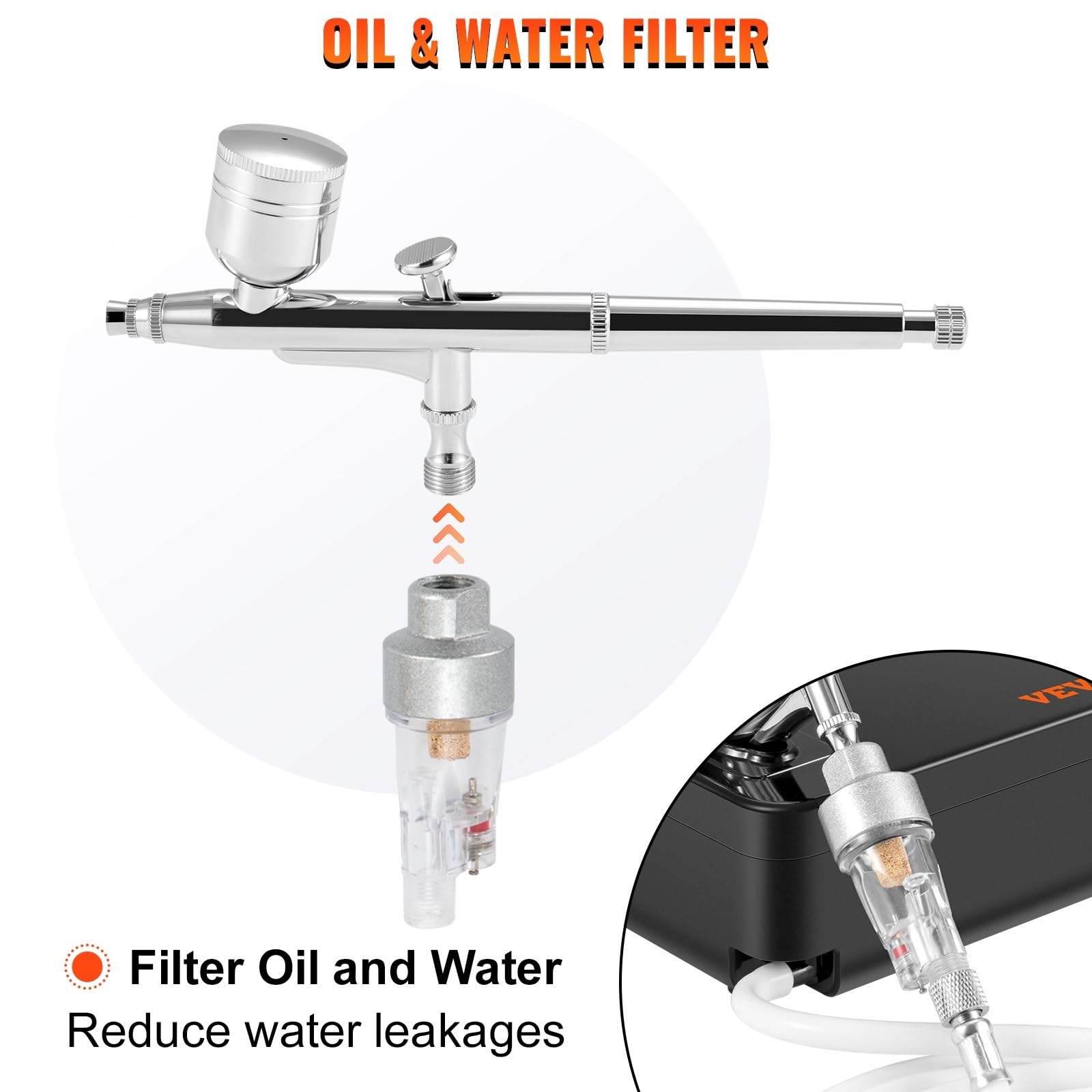 Kit de aerógrafo de doble acción, compresor de de aerógrafo multifuncional, pistola pulverizadora de 0,3mm for pintura de pasteles, modelo de maquillaje de uñas Eficiencia
