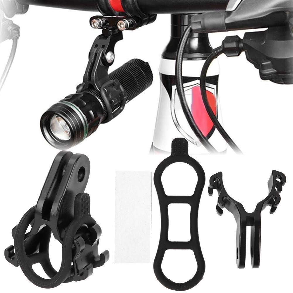Soporte de Linterna para Bicicleta, Montaje Seguro con Banda de Goma Soporte de Manillar Extensible para Ciclismo de Carretera, Montaña y Nocturno