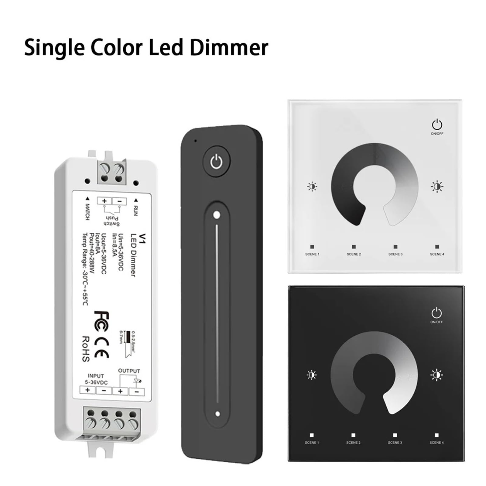 DC12V 24V 36V LED Dimmer PWM 2,4G Helligkeit Einstellung Touch Fernbedienung Schalter Monochrome LED Licht V1(1-Zone TW1-B)
