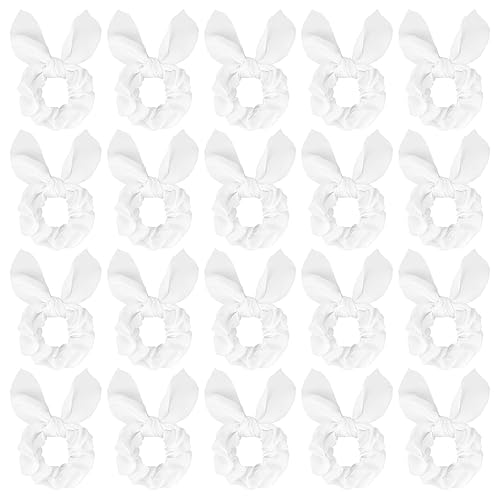 Paquete de 20 coleteros de cabello blanco para mujer, ligas de pelo blanco para cabello grueso, bonitos coleteros para coleta, coleteros de seda